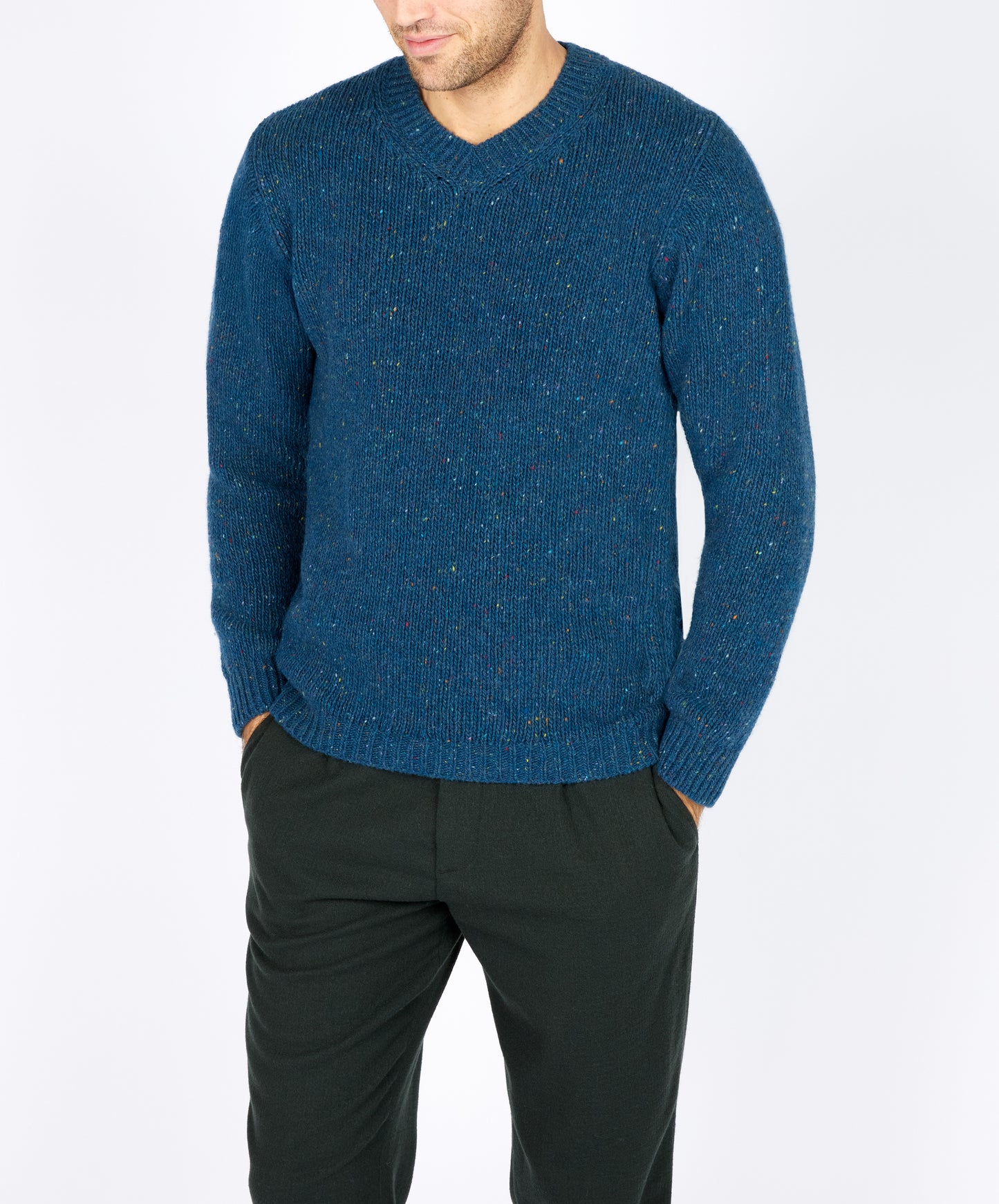 IrelandsEye Knitwear Kilbride V Neck Sweater Ink Marl