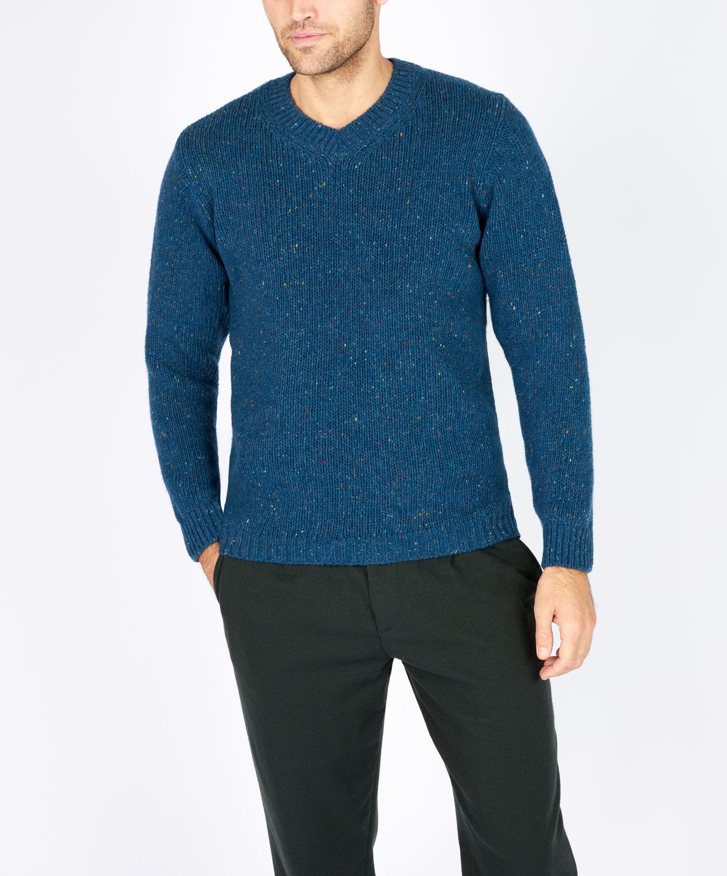 IrelandsEye Knitwear Kilbride V Neck Sweater Ink Marl