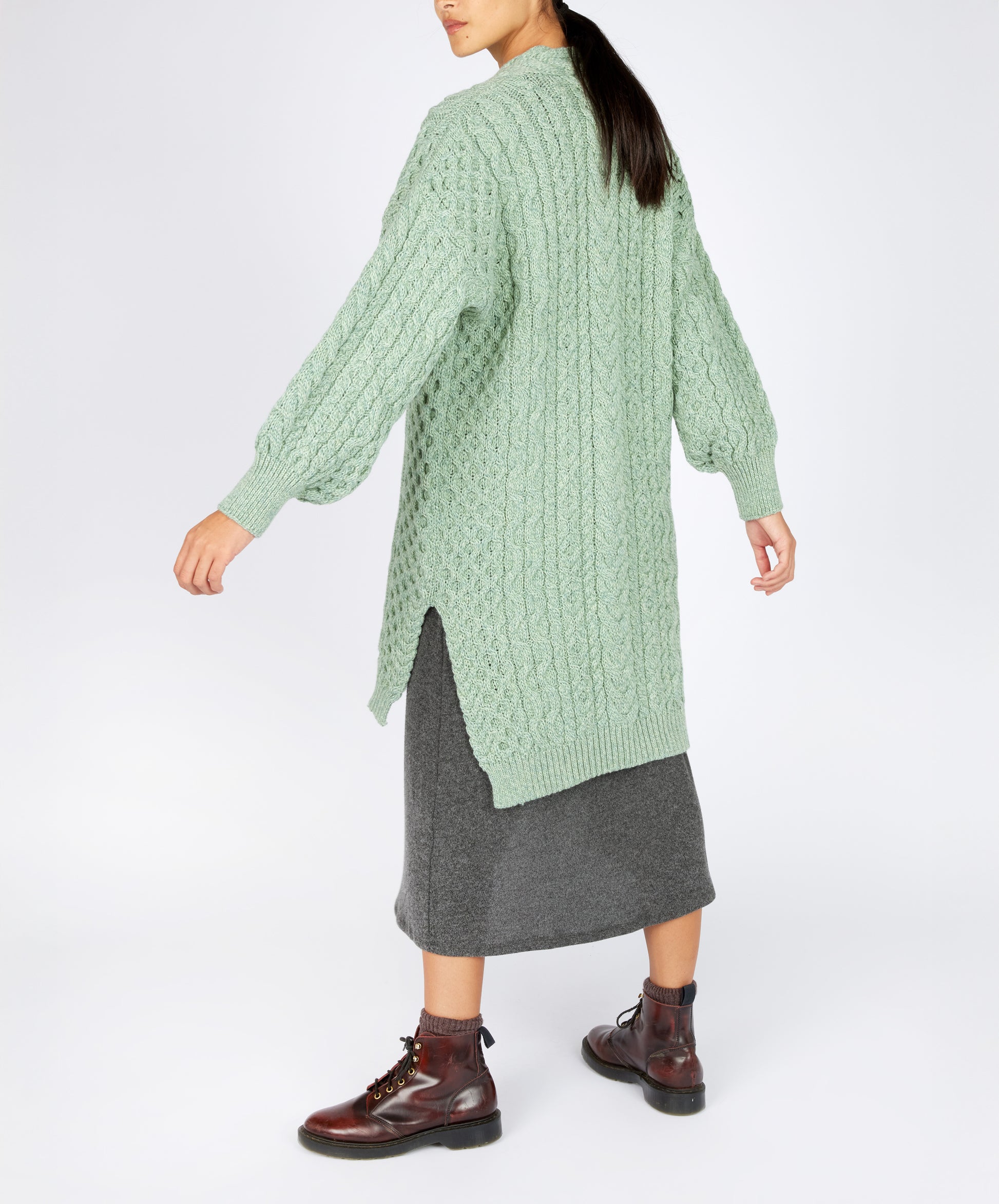 IrelandsEye Knitwear The 'Talulla' Cardigan Sage Marl