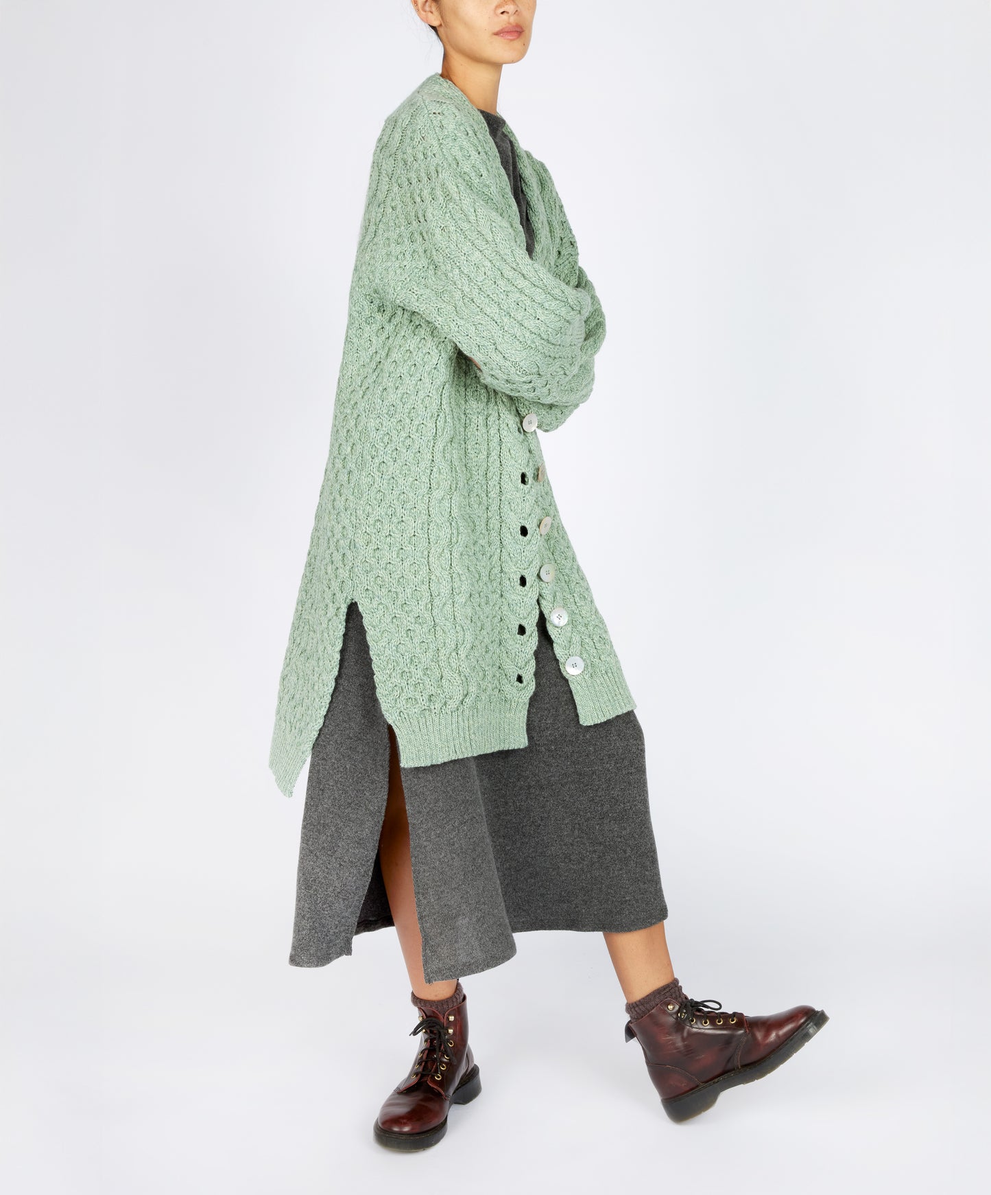 IrelandsEye Knitwear The 'Talulla' Cardigan Sage Marl