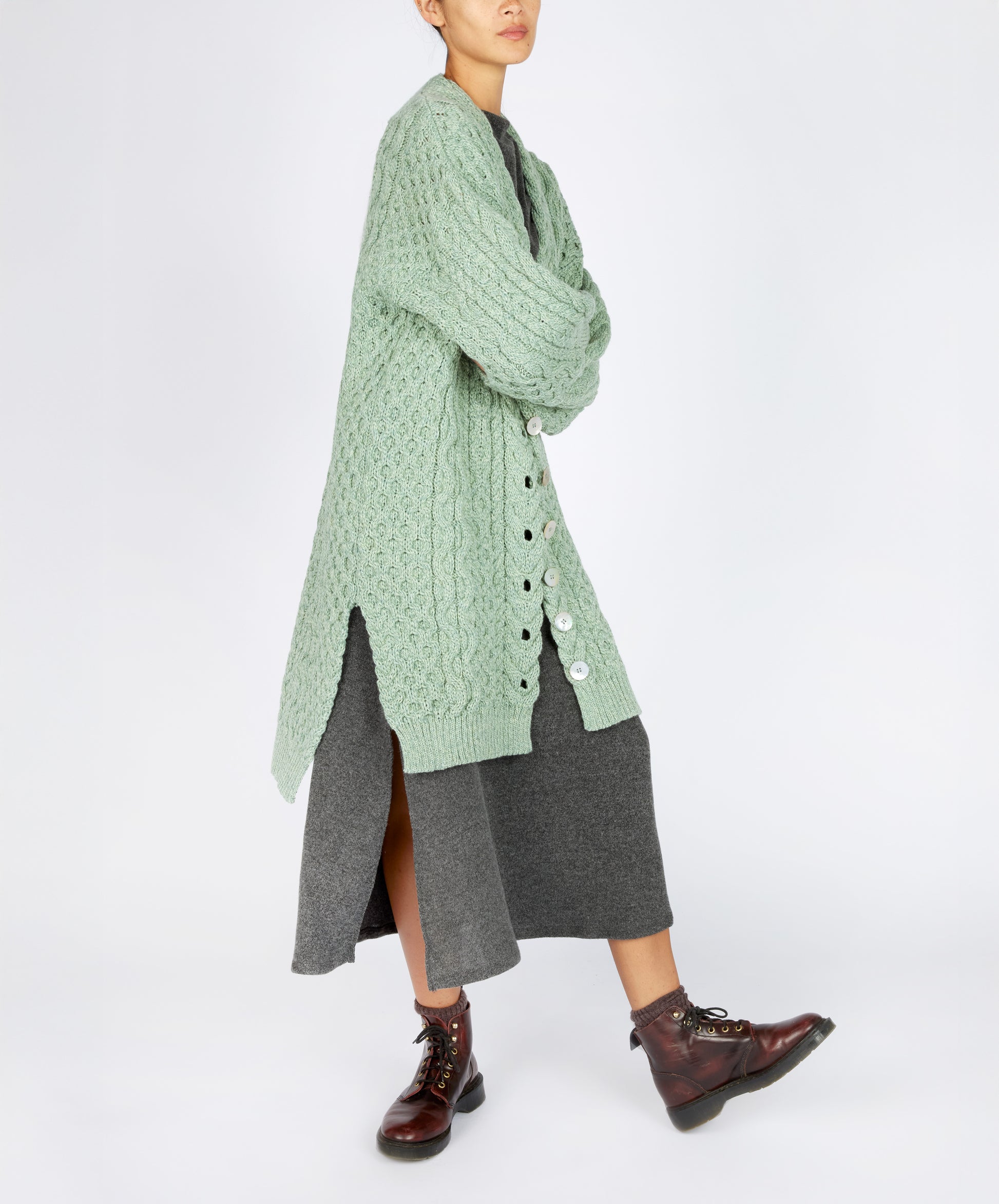 IrelandsEye Knitwear The 'Talulla' Cardigan Sage Marl