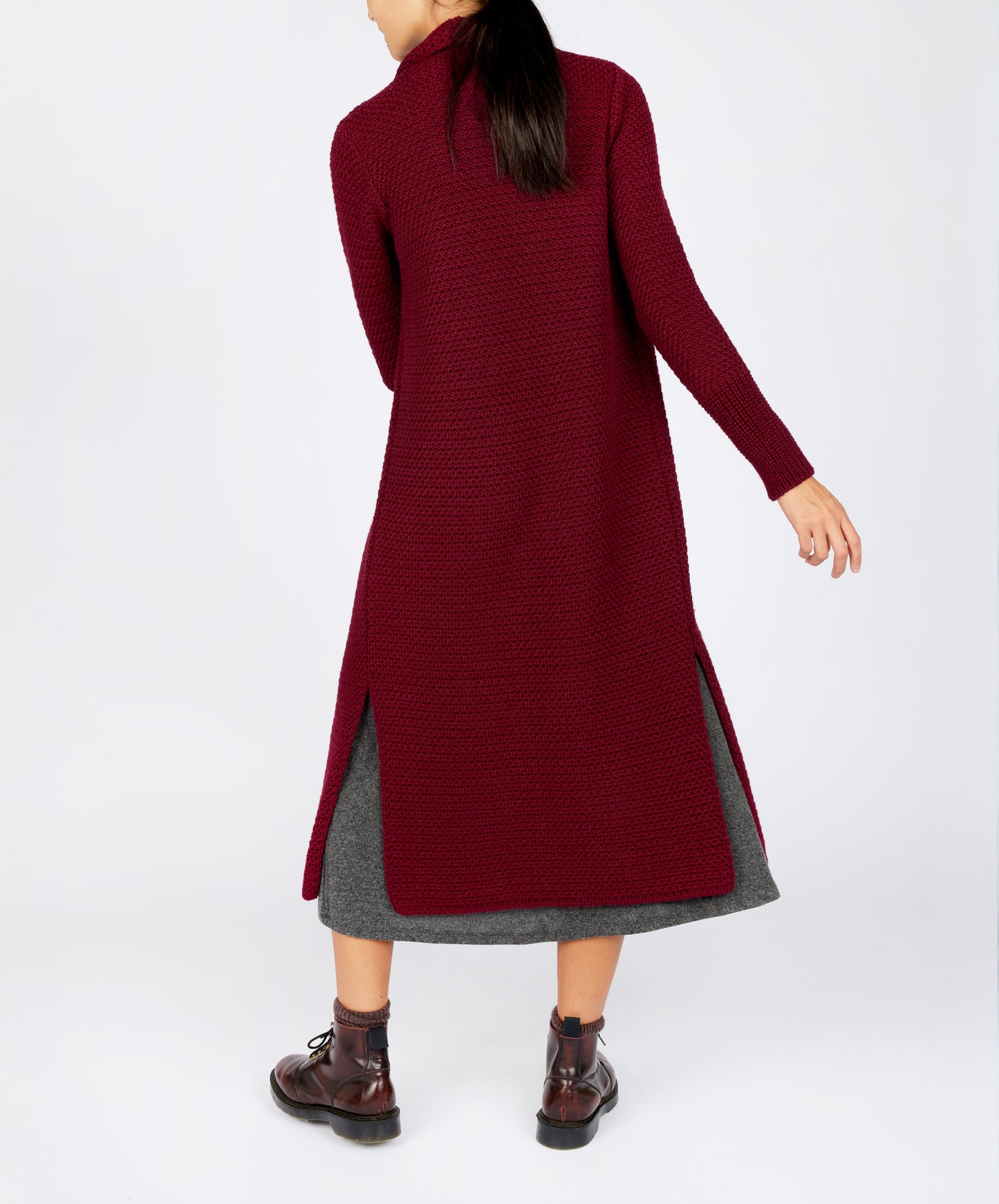 IrelandsEye Knitwear 'Rathnew' textured Coatigan in Claret