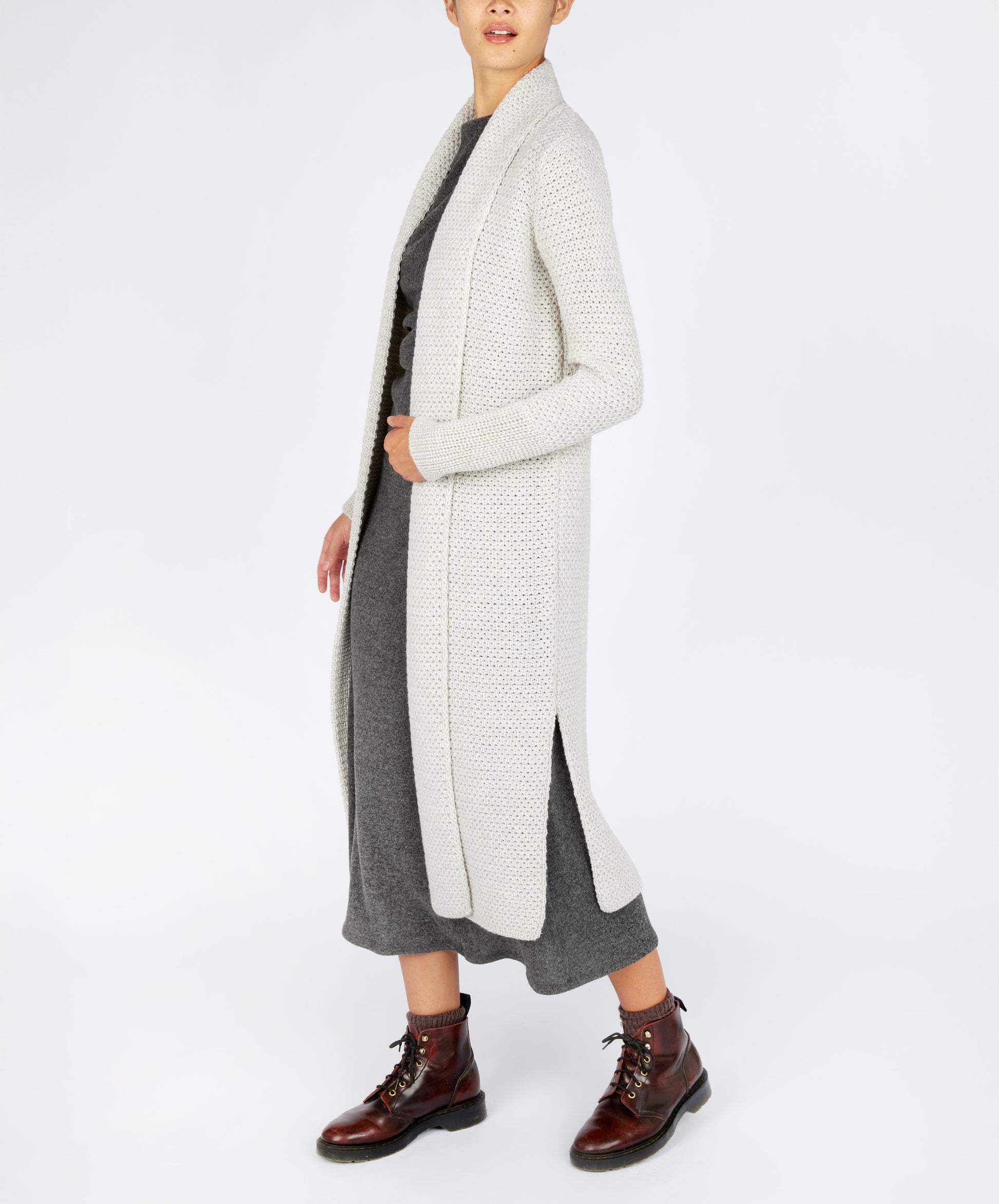 IrelandsEye Knitwear 'Rathnew' textured Coatigan in Silver Marl