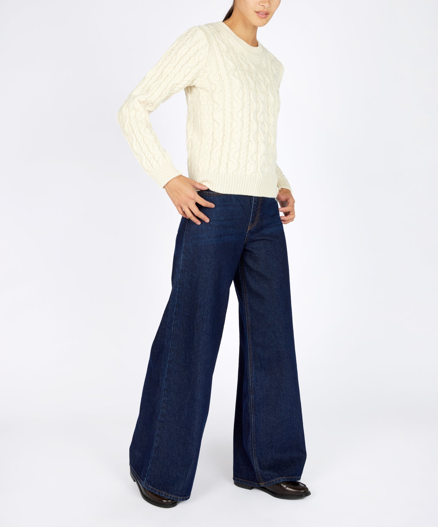 IrelandsEye Knitwear The 'Dana' Cable Crew Neck Natural