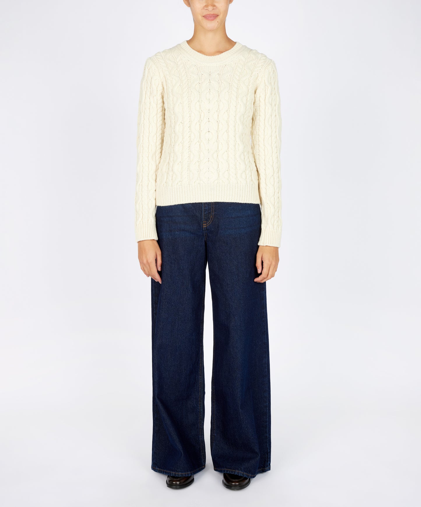 IrelandsEye Knitwear The 'Dana' Cable Crew Neck Natural