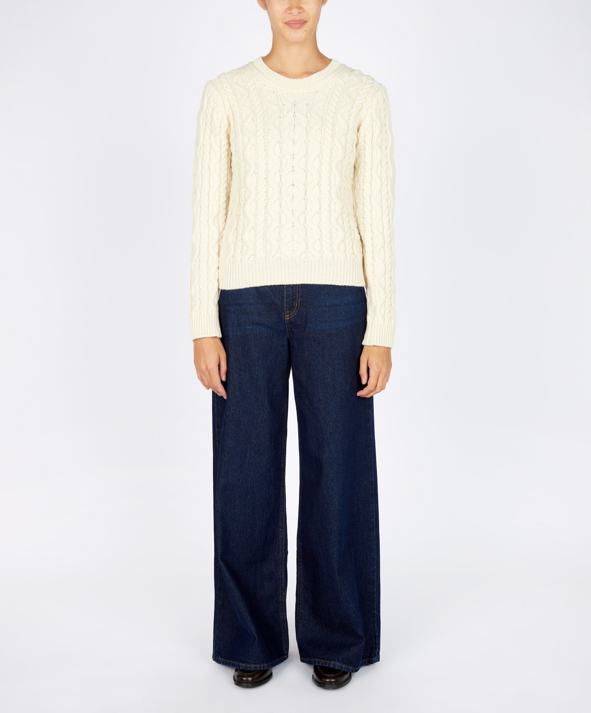 IrelandsEye Knitwear The 'Dana' Cable Crew Neck Natural