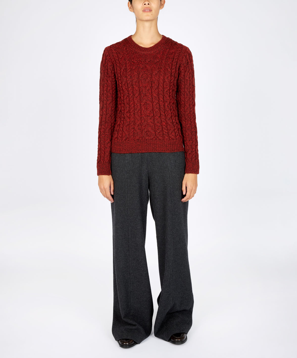 IrelandsEye Knitwear The 'Dana' Cable Crew Neck Sable Marl