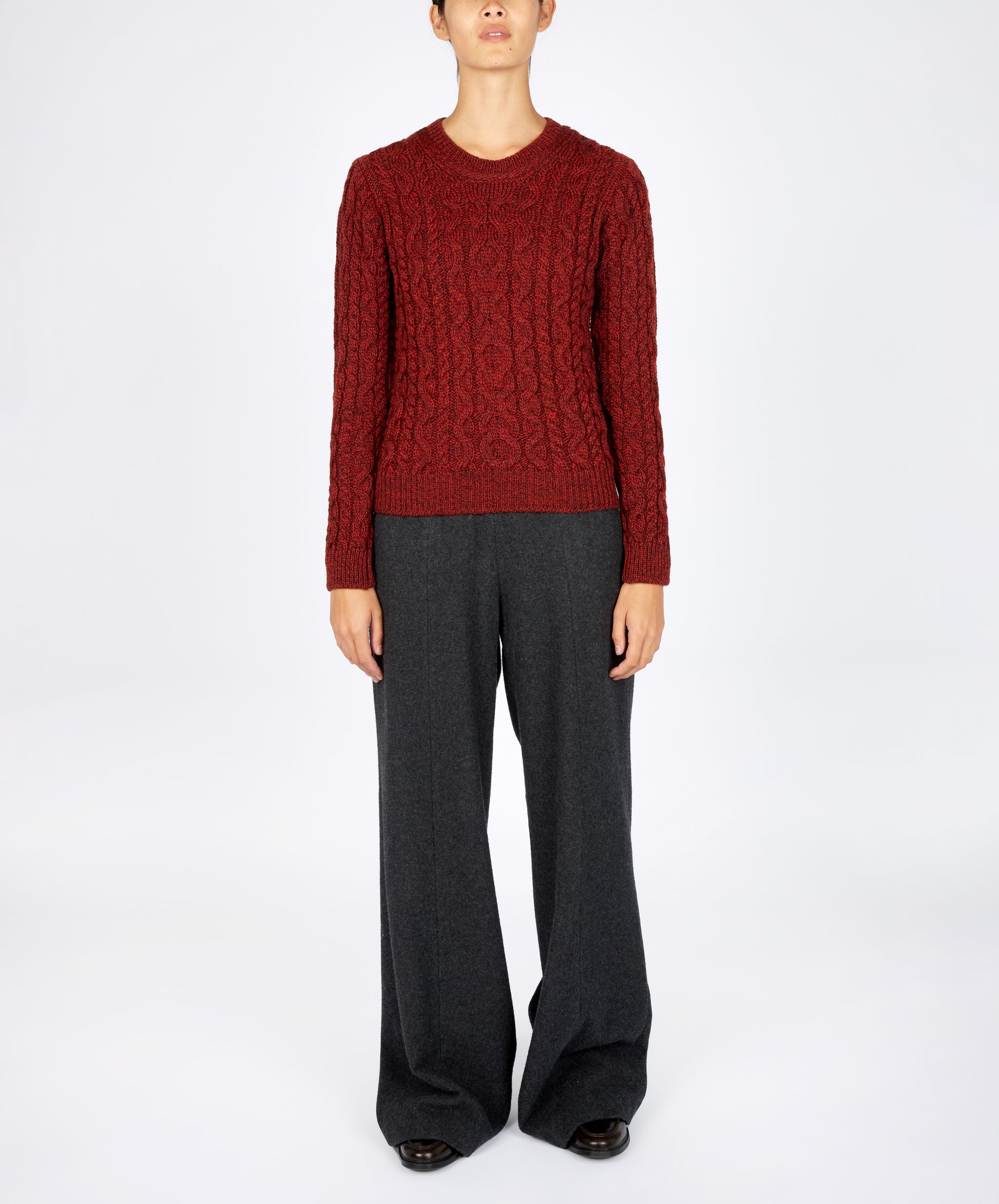 IrelandsEye Knitwear The 'Dana' Cable Crew Neck Sable Marl
