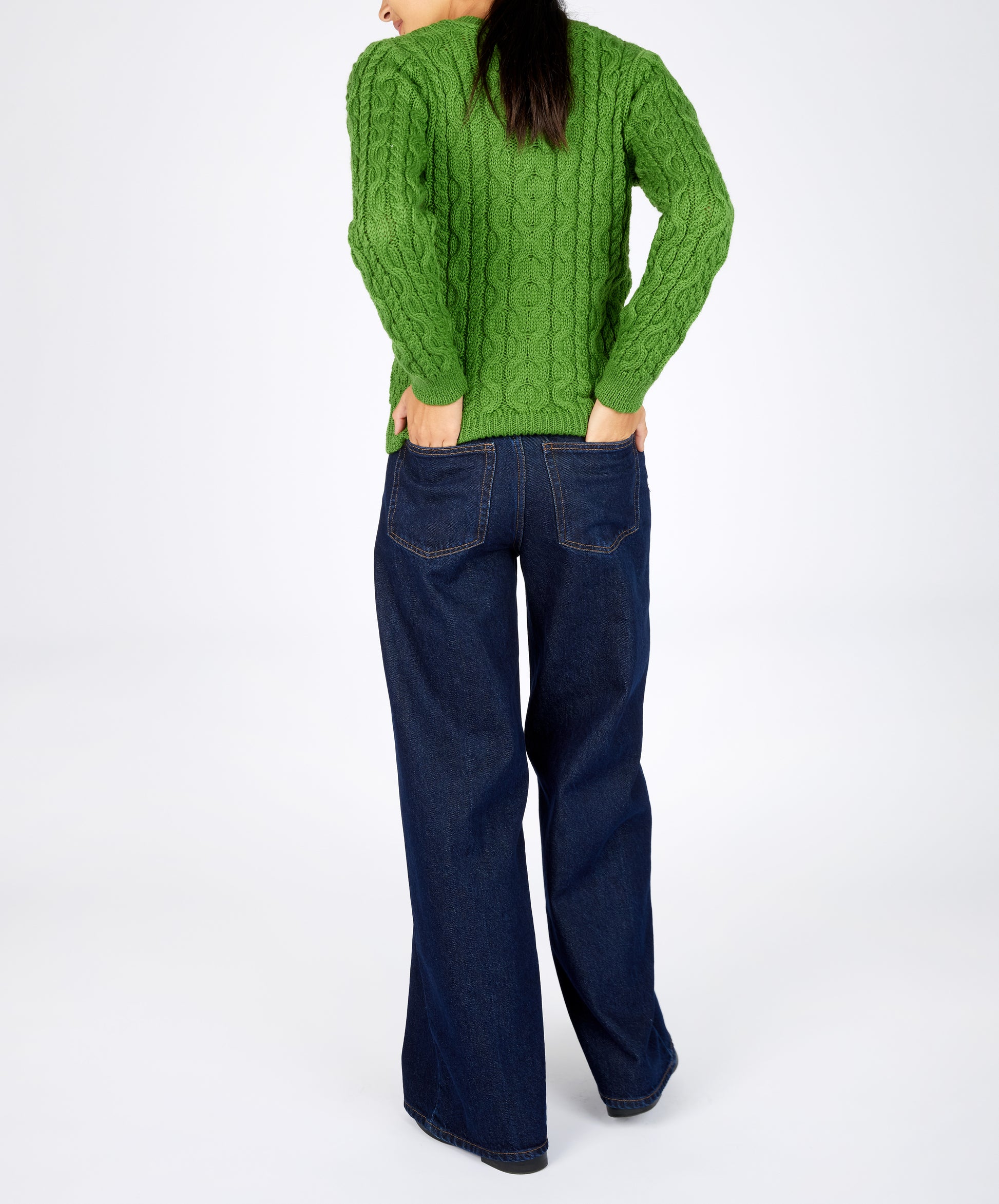 IrelandsEye Knitwear The 'Dana' Cable Crew Neck Moss
