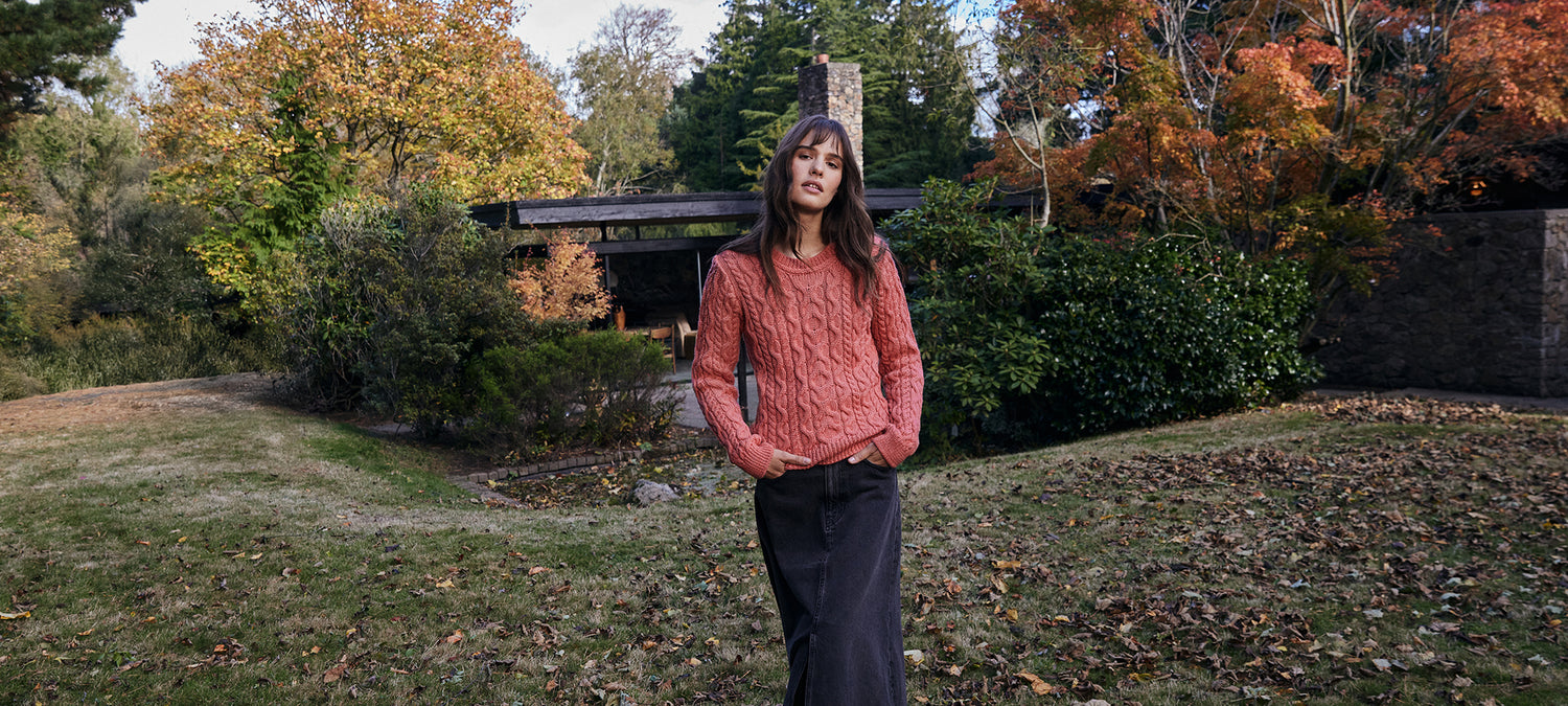 IrelandsEye Knitwear 'Dana' Cable Knit in Salmon 