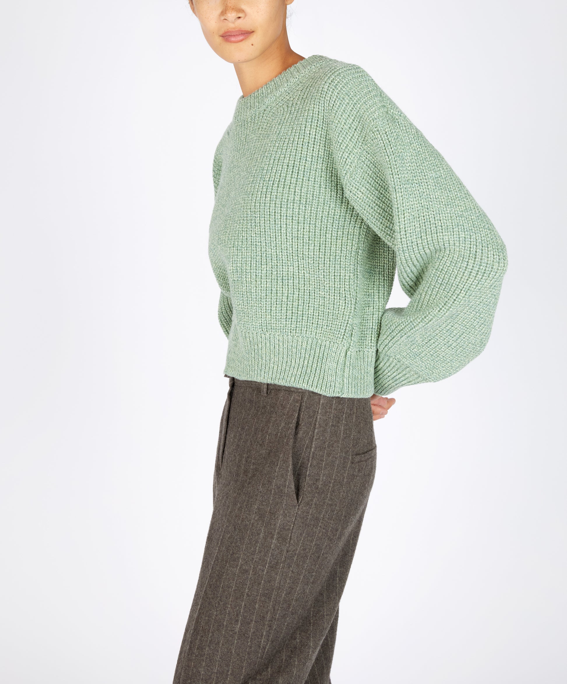 IrelandsEye Knitwear The 'Nuada' Crew Neck Sage Marl