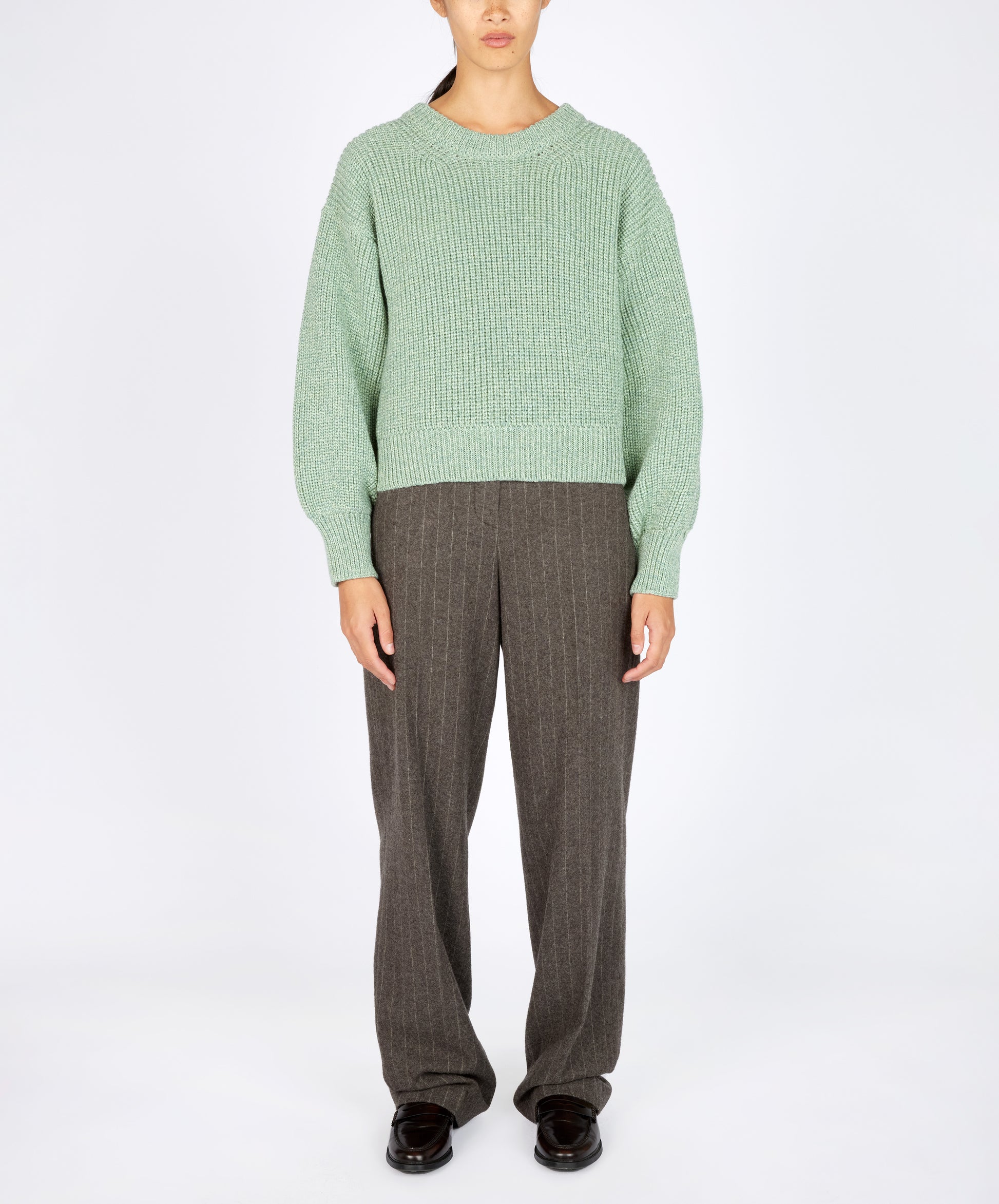 IrelandsEye Knitwear The 'Nuada' Crew Neck Sage Marl