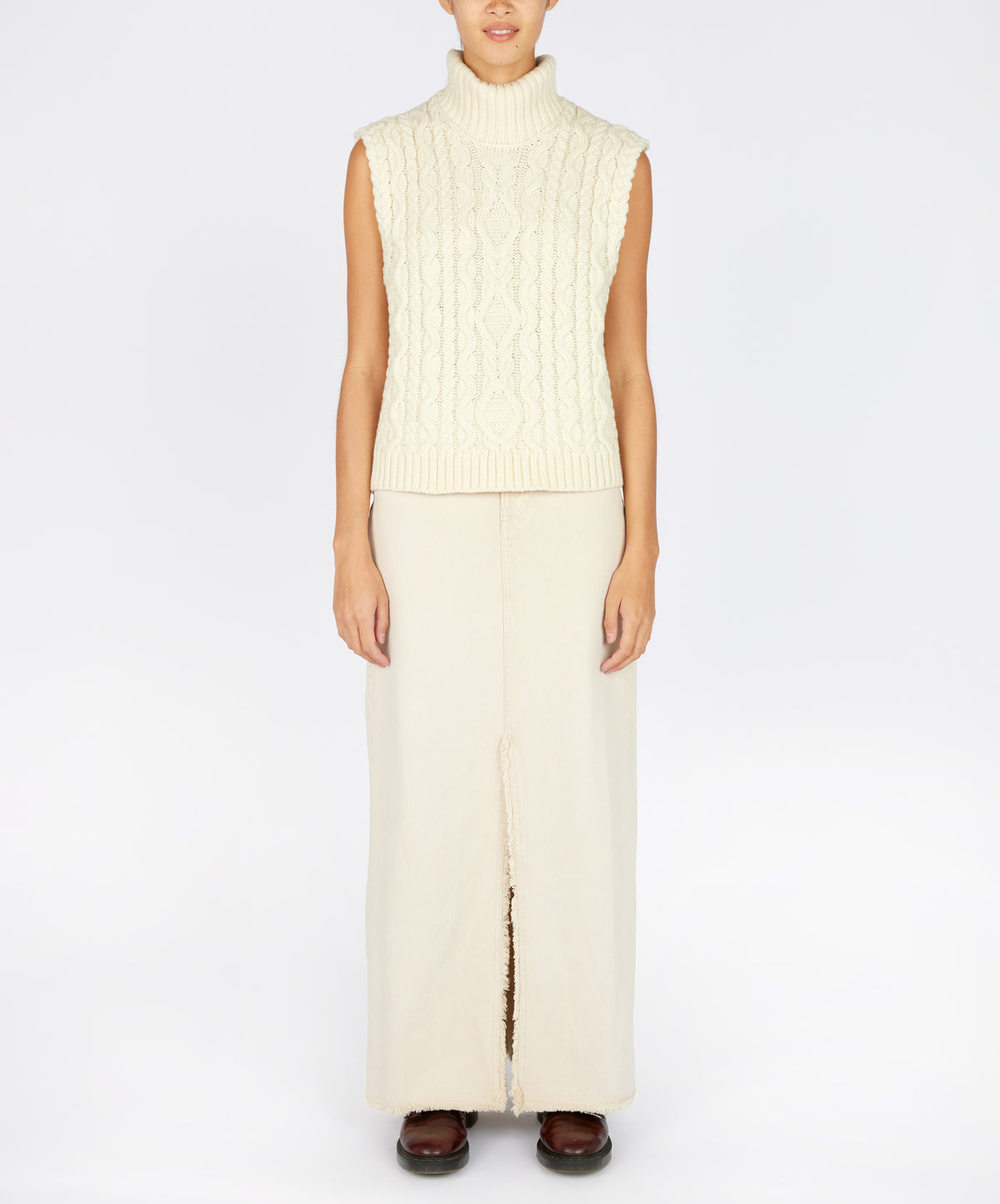 IrelandsEye Knitwear The 'Fia' Polo Vest Natural