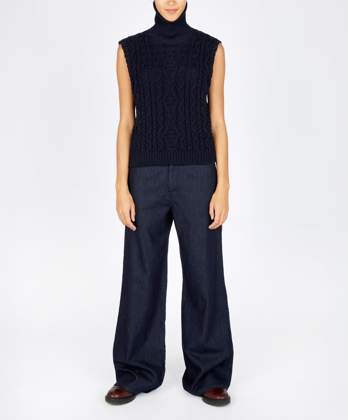 IrelandsEye Knitwear The 'Fia' Polo Vest Navy