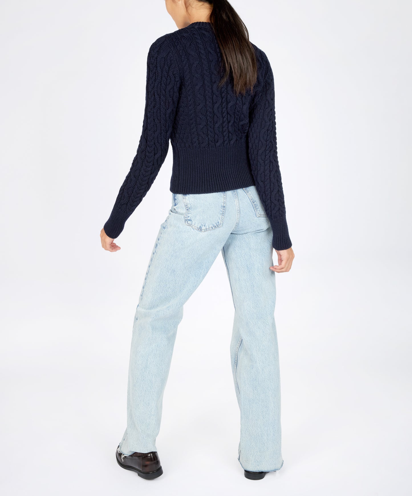 IrelandsEye Knitwear The 'Elva' Cropped Cardigan Navy