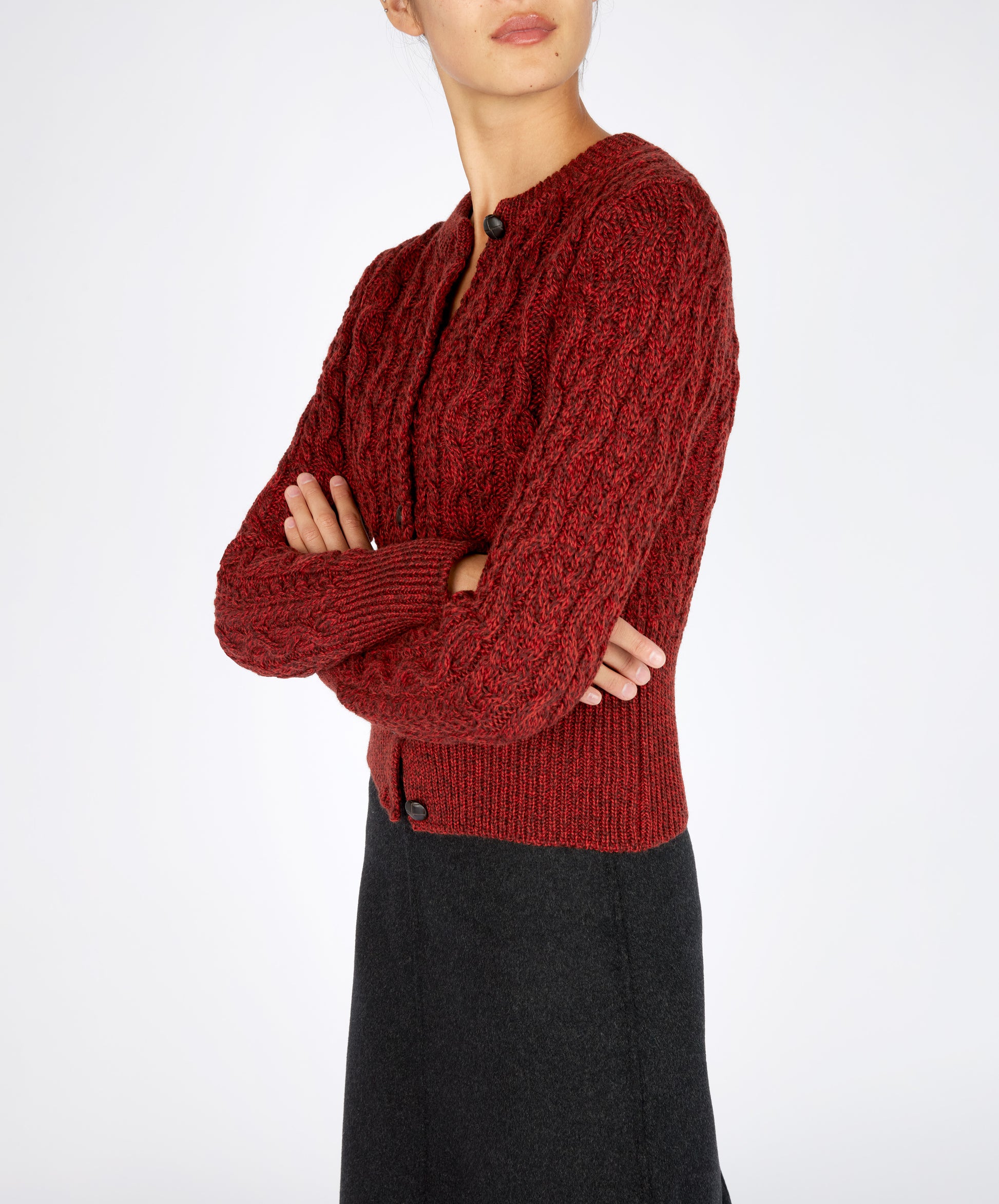 IrelandsEye Knitwear The 'Elva' Cropped Cardigan Sable Marl