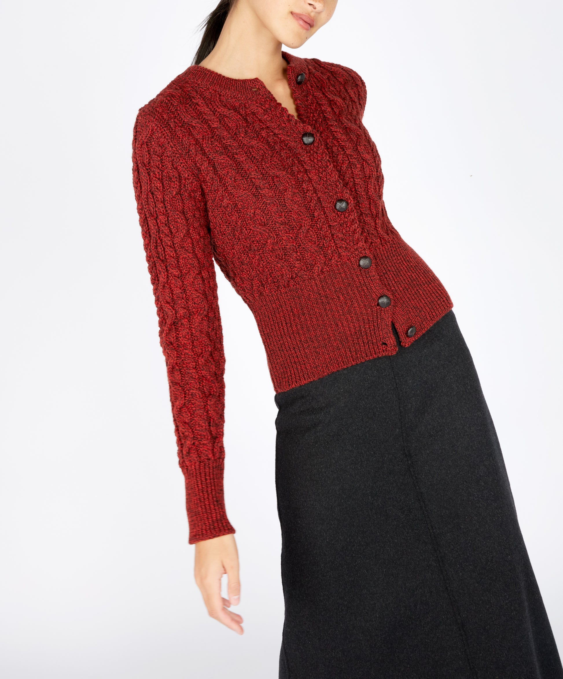 IrelandsEye Knitwear The 'Elva' Cropped Cardigan Sable Marl