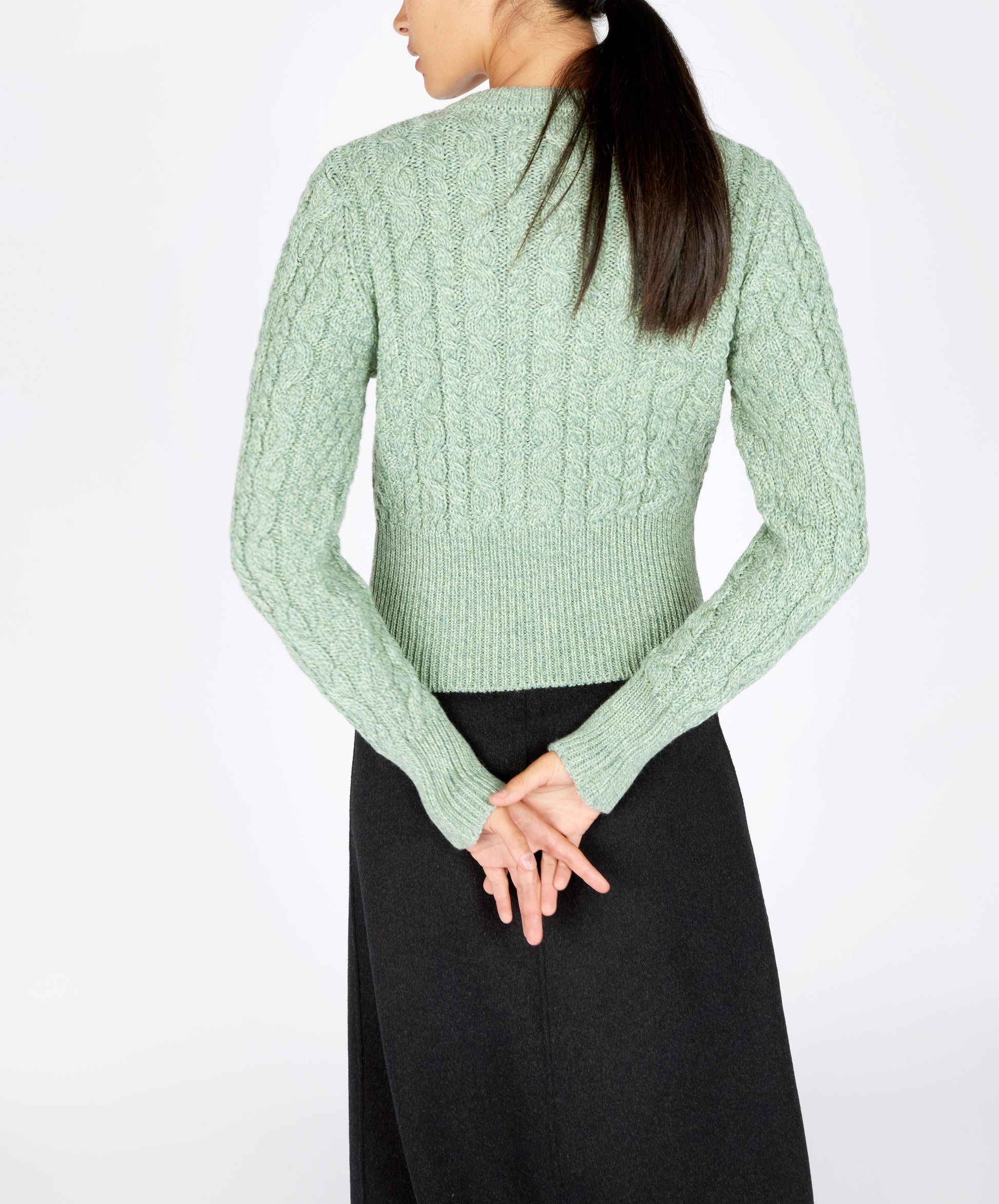 Aran Cardigan Cardigan Mint Green The 'Elva' Cropped Cardigan Sage