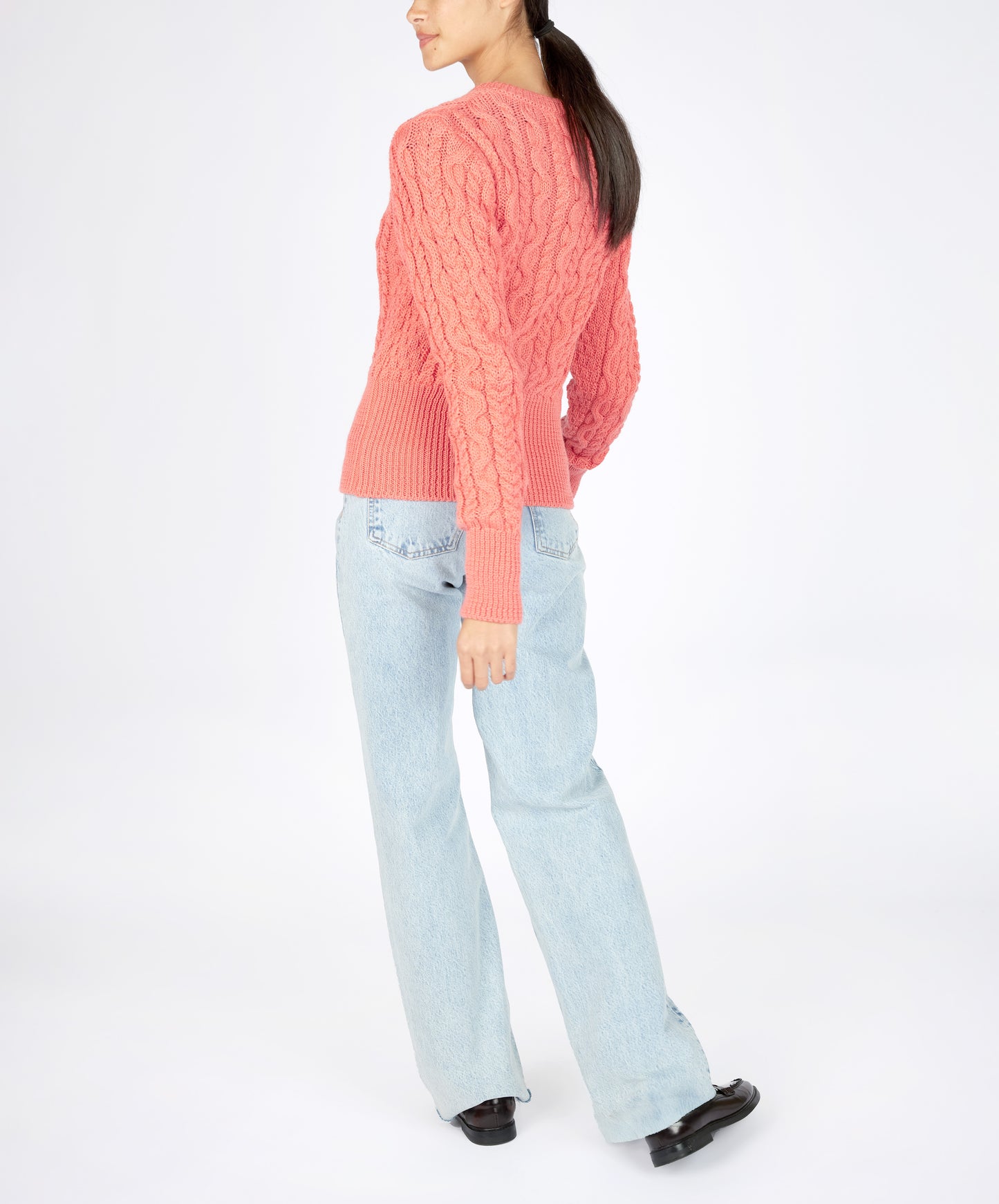 IrelandsEye Knitwear The 'Elva' Cropped Cardigan Salmon