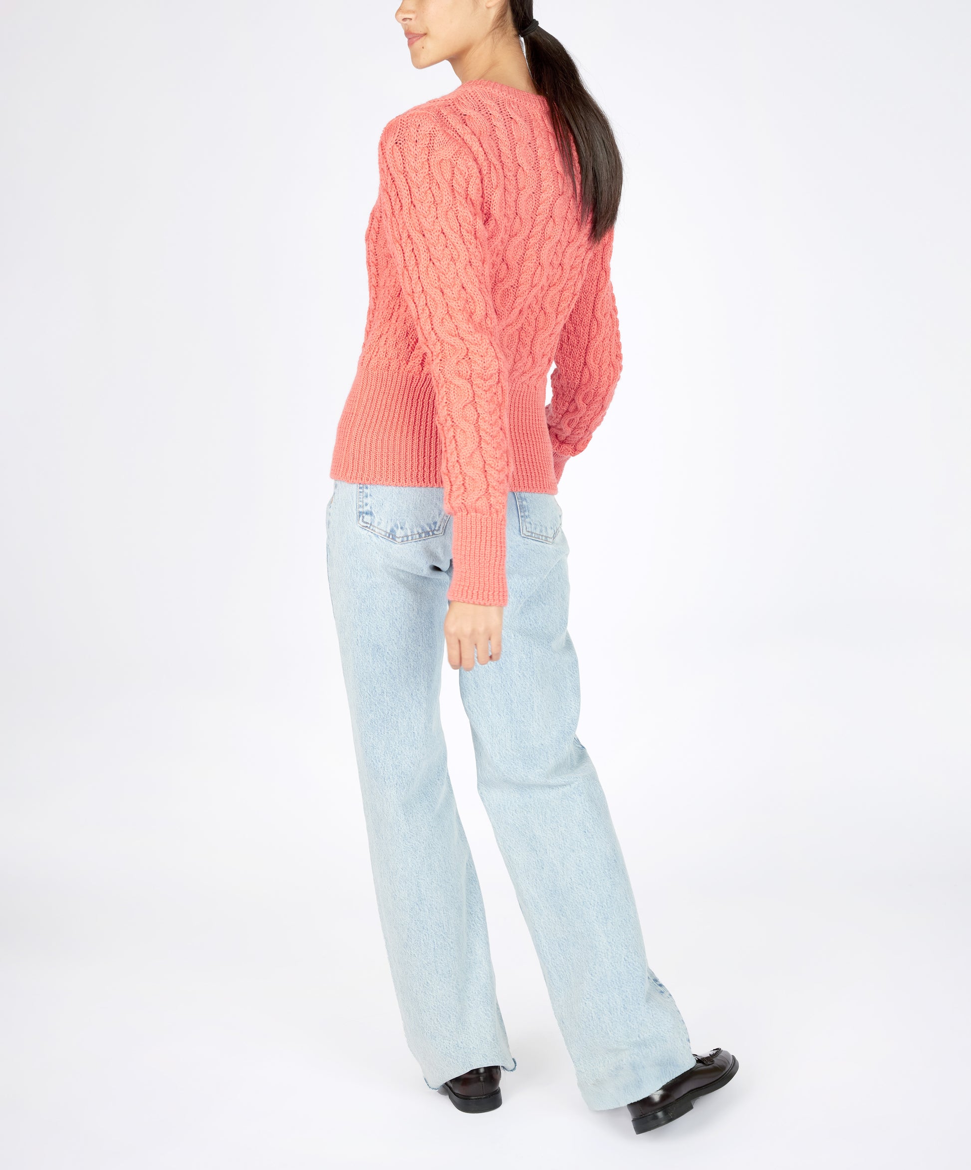 IrelandsEye Knitwear The 'Elva' Cropped Cardigan Salmon