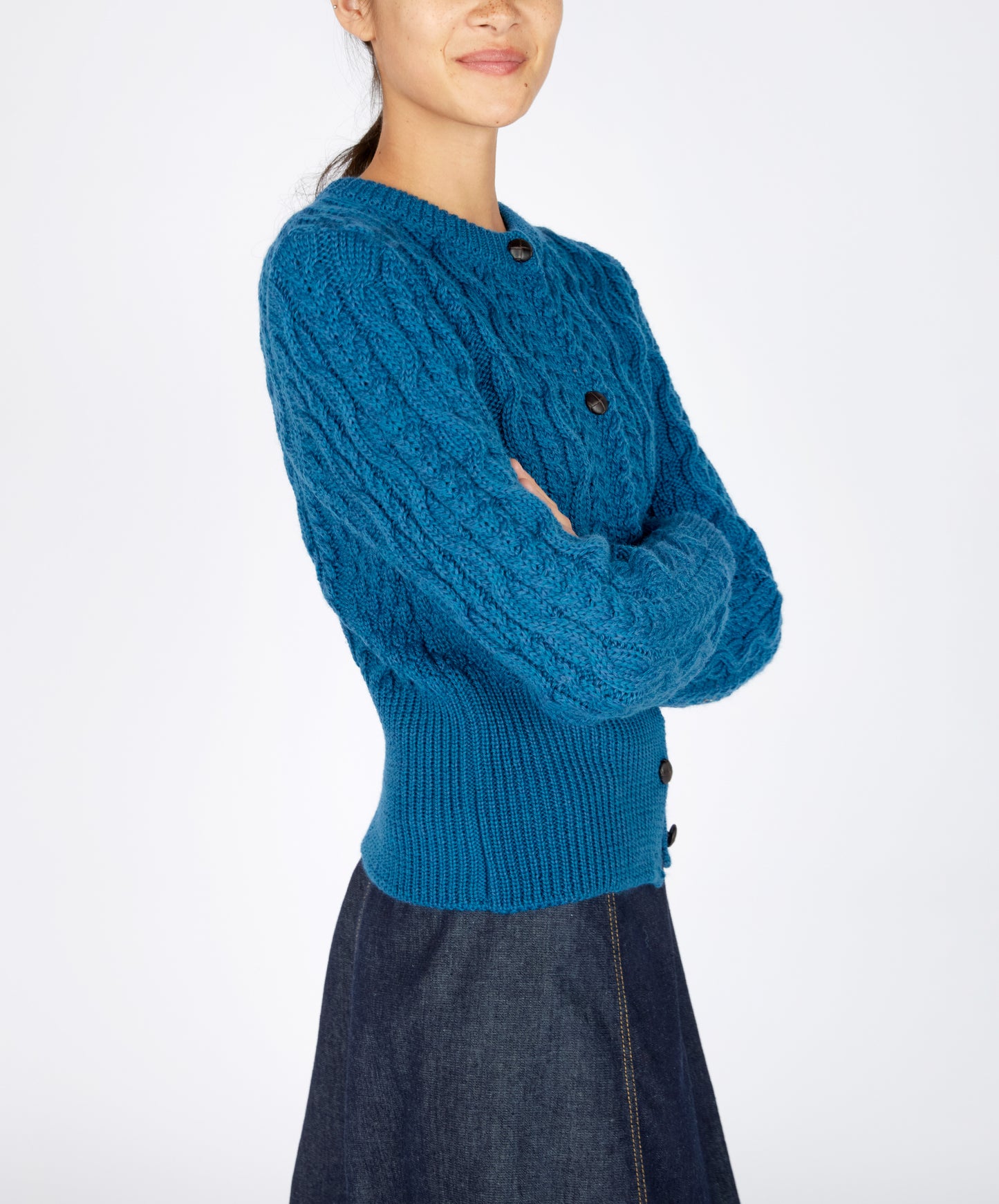 IrelandsEye Knitwear The 'Elva' Cropped Cardigan Sapphire Marl