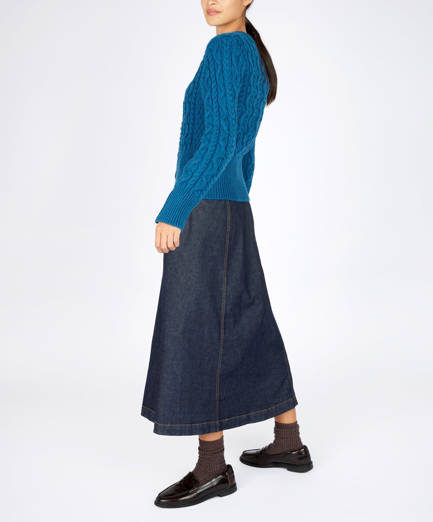 IrelandsEye Knitwear The 'Elva' Cropped Cardigan Sapphire Marl
