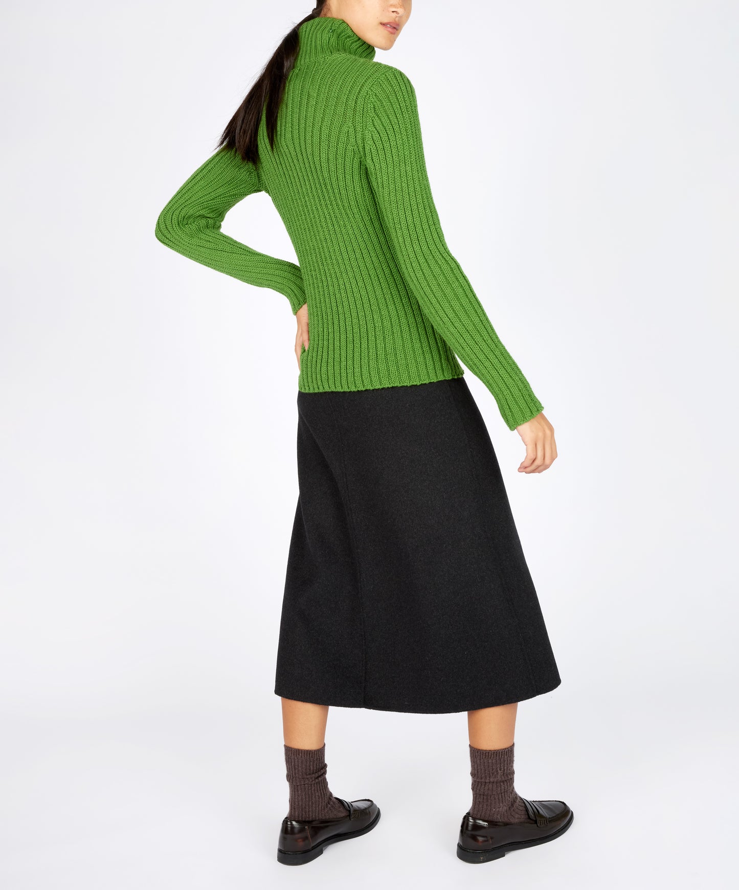 IrelandsEye Knitwear The 'Rylee' Polo Neck Moss
