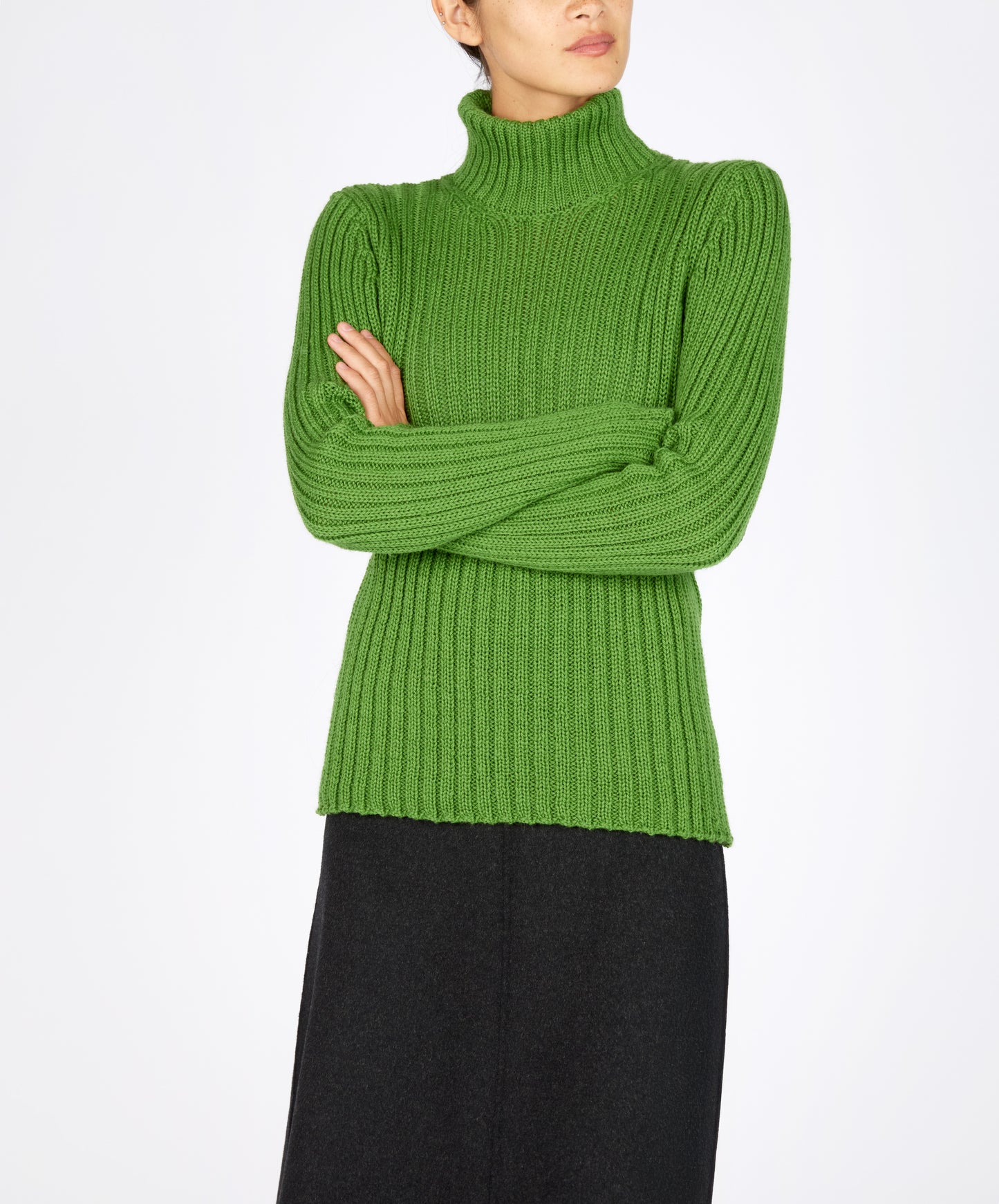 IrelandsEye Knitwear The 'Rylee' Polo Neck Moss