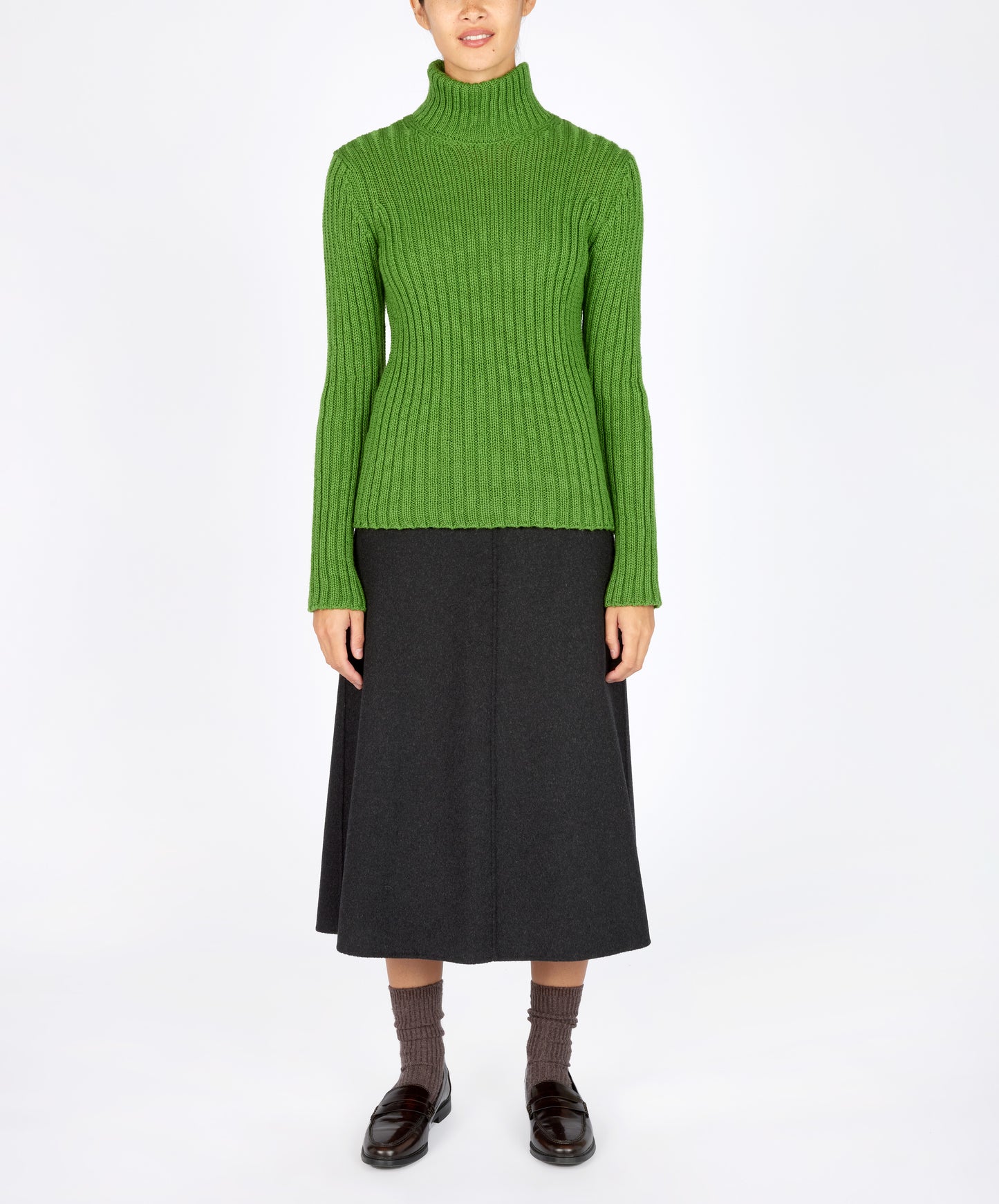IrelandsEye Knitwear The 'Rylee' Polo Neck Moss