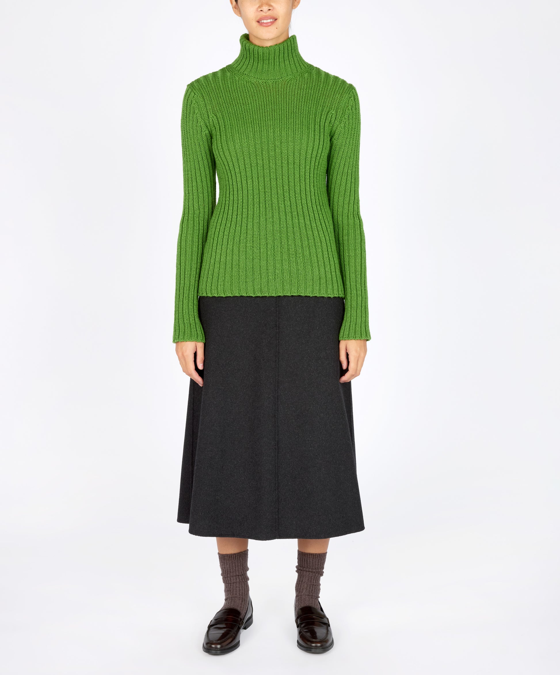 IrelandsEye Knitwear The 'Rylee' Polo Neck Moss