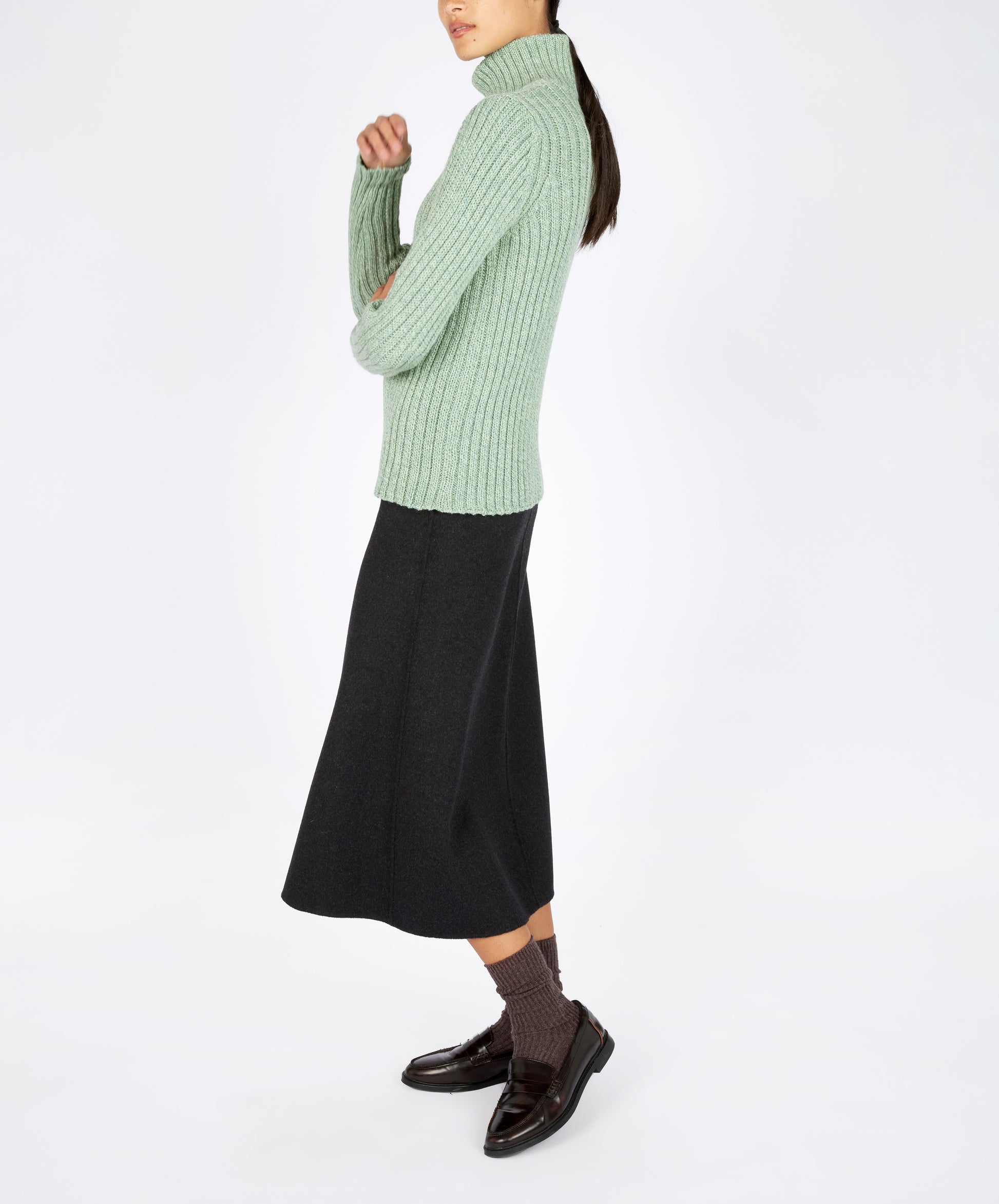 IrelandsEye Knitwear The 'Rylee' Polo Neck Sage Marl