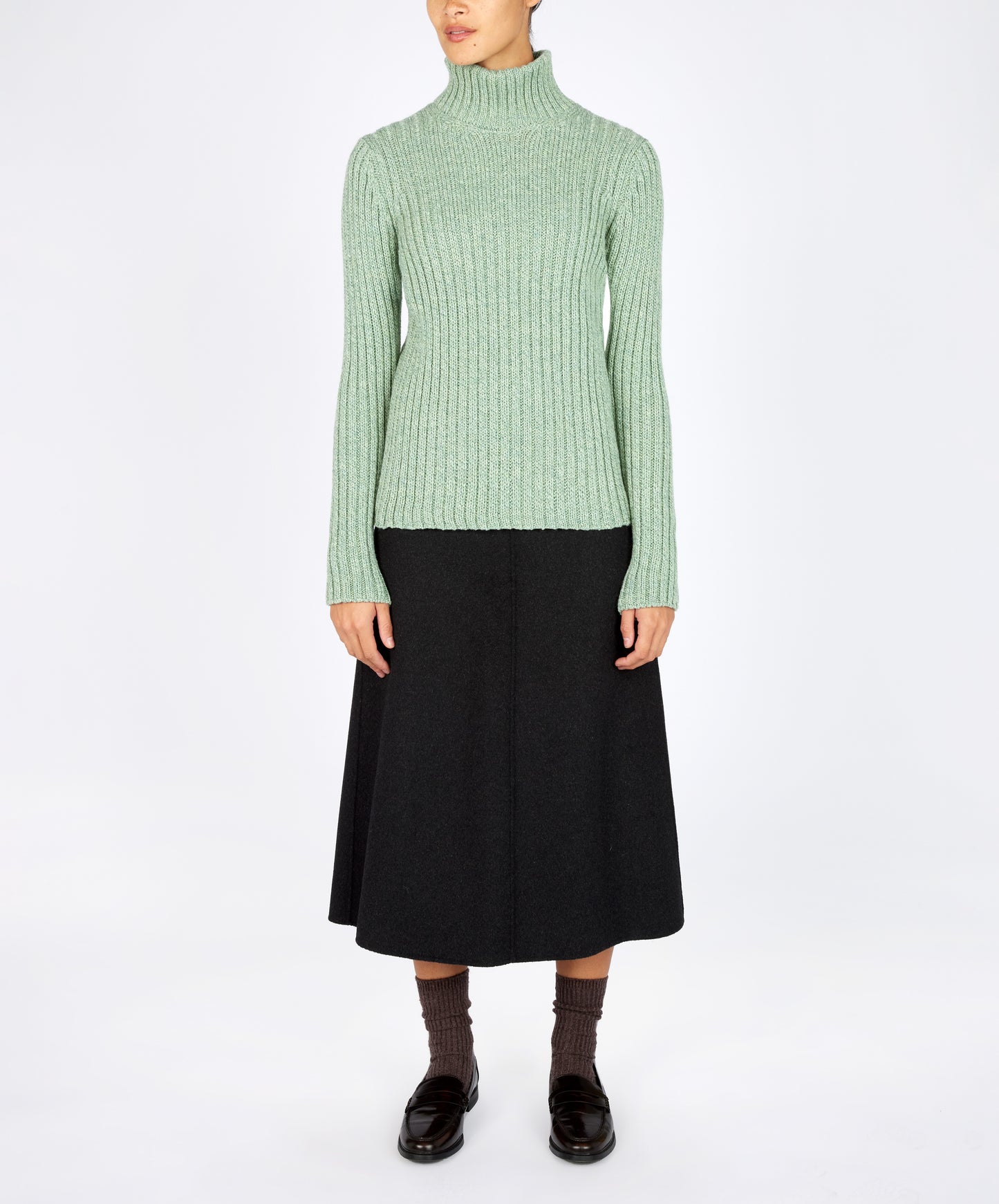 IrelandsEye Knitwear The 'Rylee' Polo Neck Sage Marl