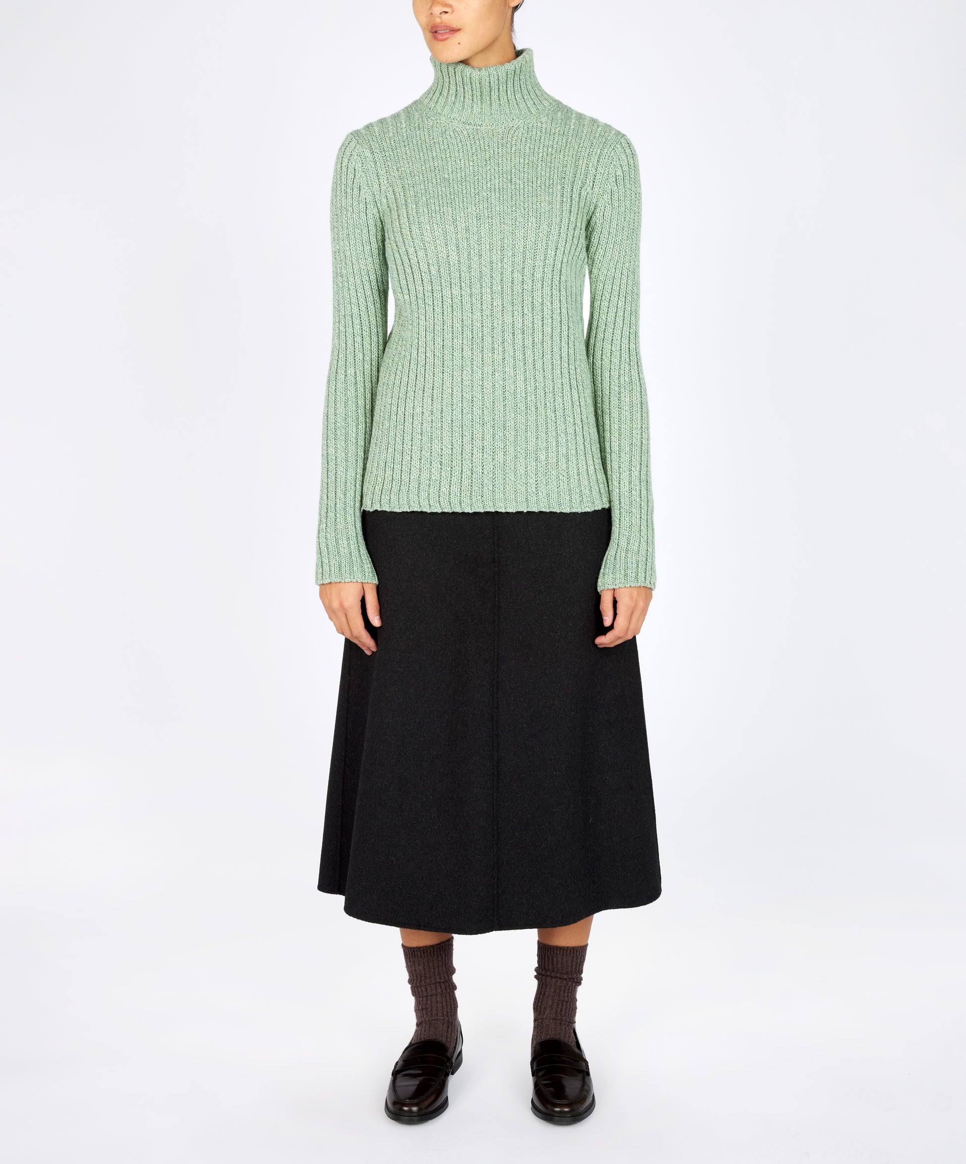 IrelandsEye Knitwear The 'Rylee' Polo Neck Sage Marl