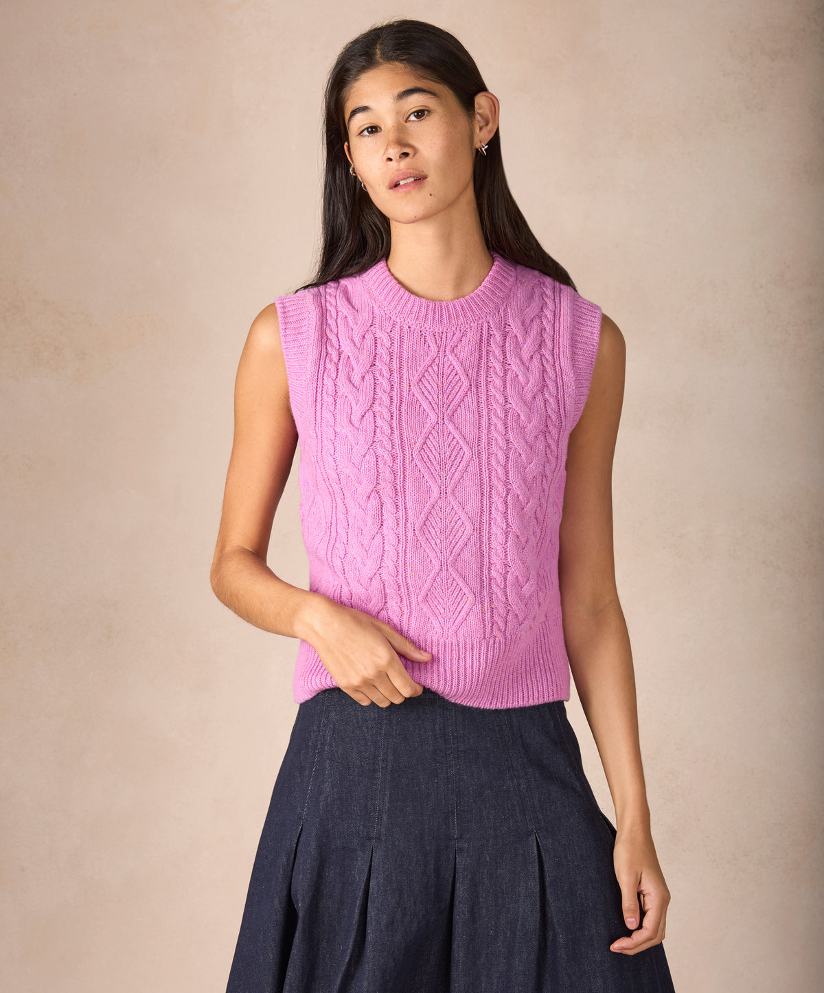 IrelandsEye Knitwear The 'Callie' Cable Vest Heather