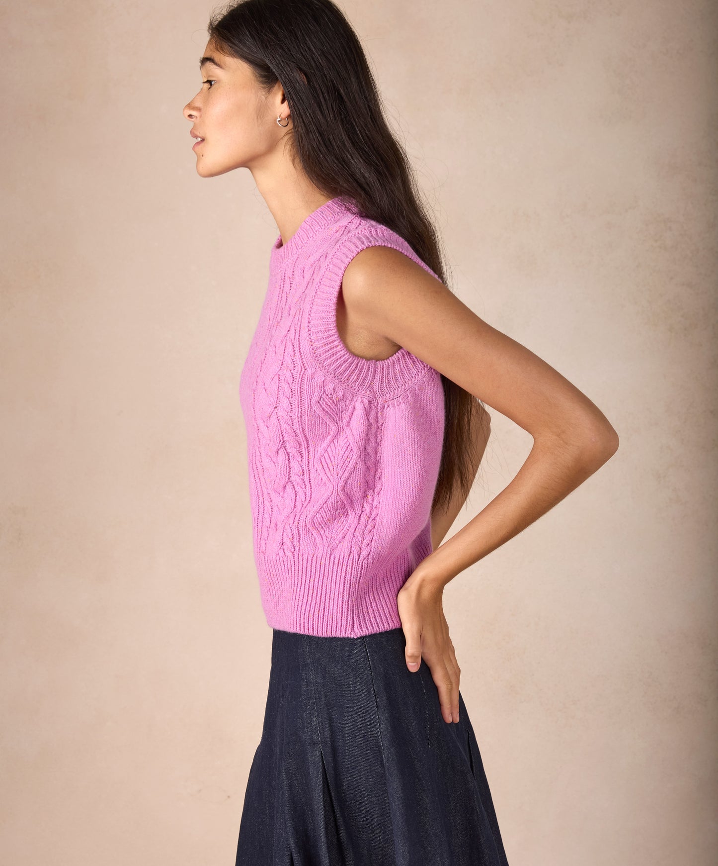 IrelandsEye Knitwear The 'Callie' Cable Vest Heather