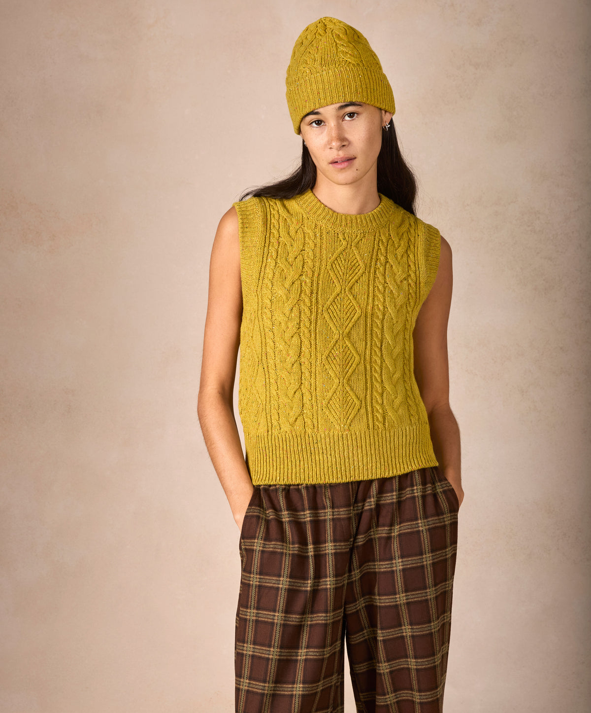 IrelandsEye Knitwear The 'Callie' Cable Vest Lichen