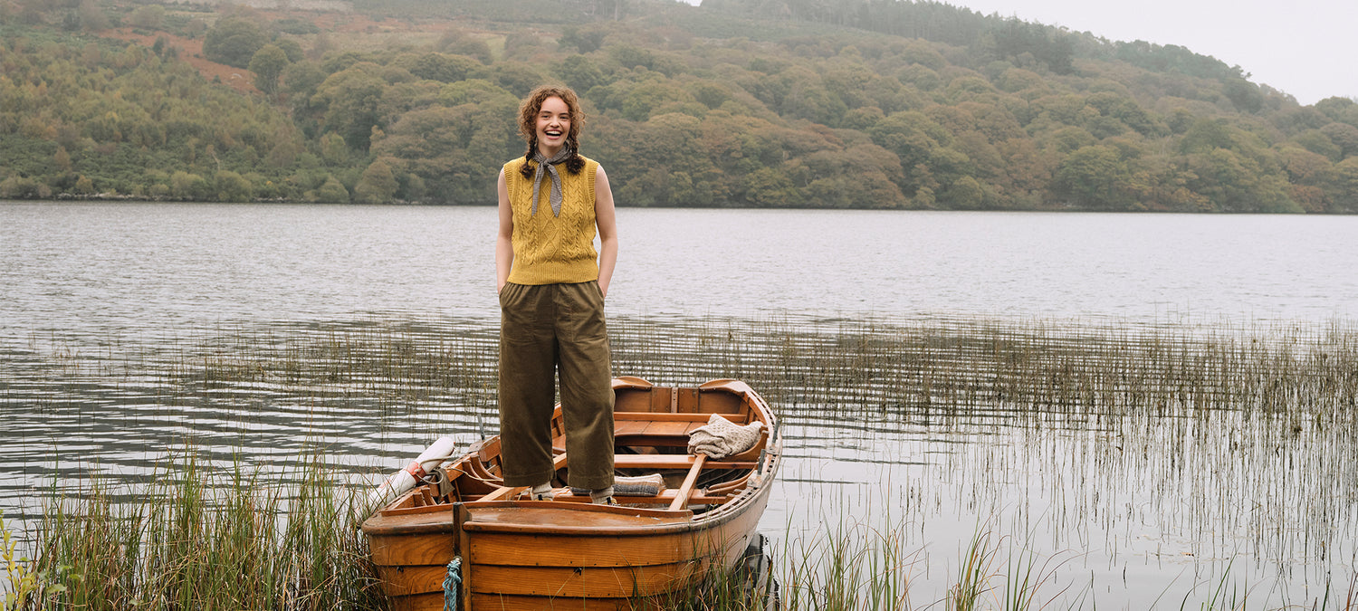 IrelandsEye Knitwear Vests for women, Callie Cropped Cable Vest in Lichen