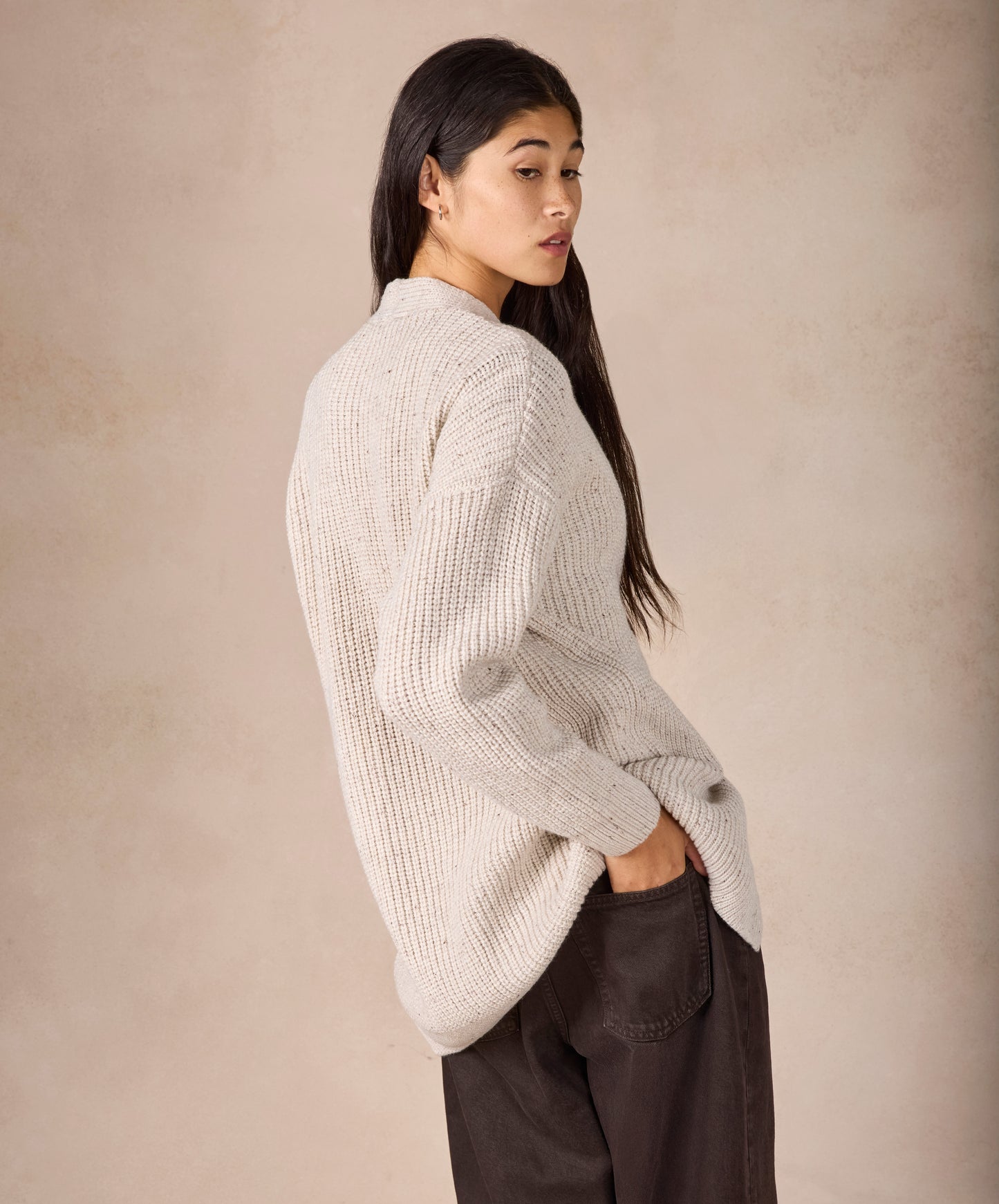 IrelandsEye Knitwear The 'Frankie' Boyfriend Cardigan Chalkstone