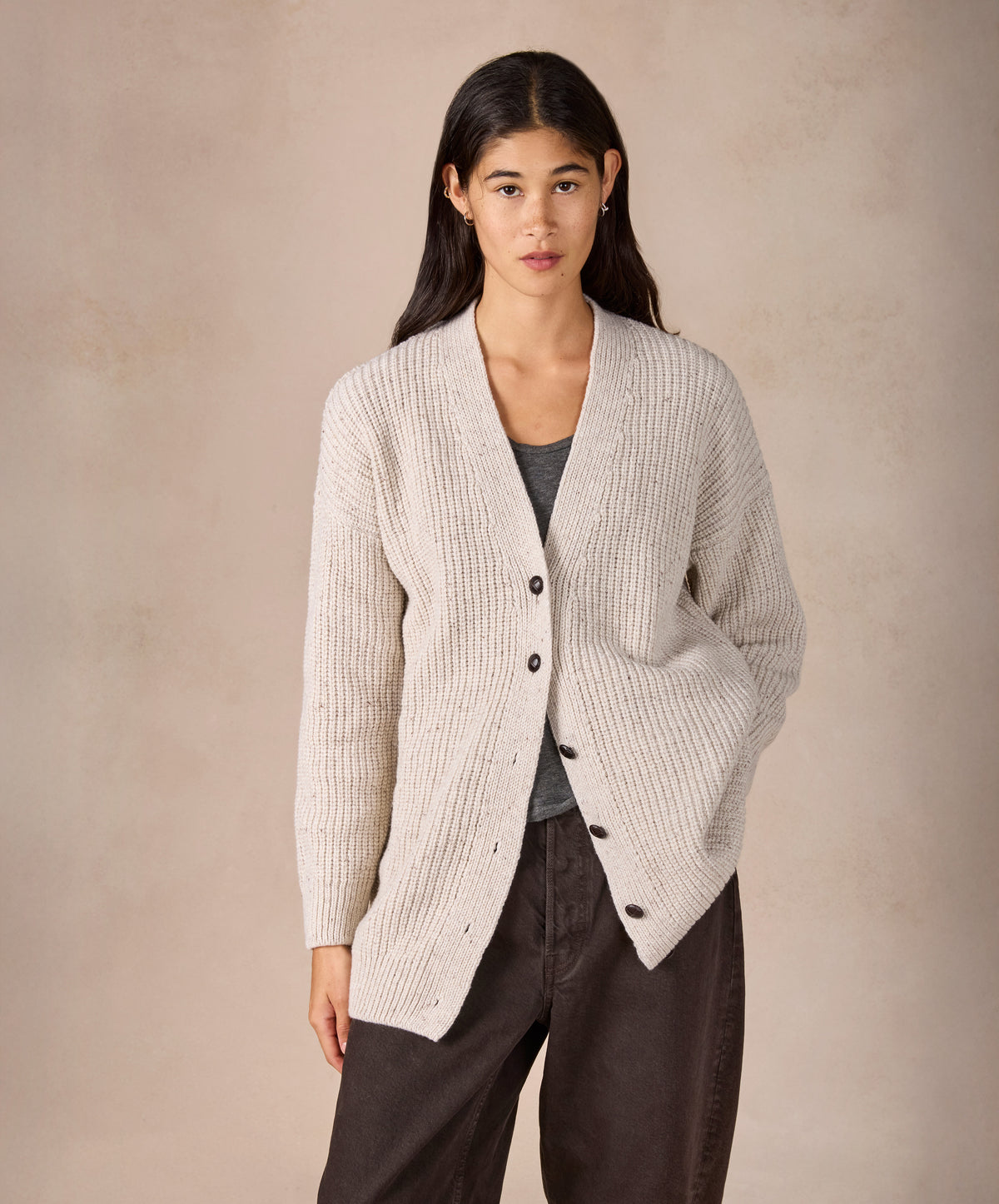 IrelandsEye Knitwear The 'Frankie' Boyfriend Cardigan Chalkstone