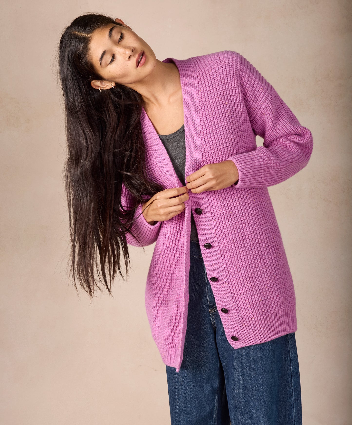 IrelandsEye Knitwear The 'Frankie' Boyfriend Cardigan Heather