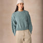 IrelandsEye Knitwear The 'Eva' Cable Crew Neck Ocean Mist