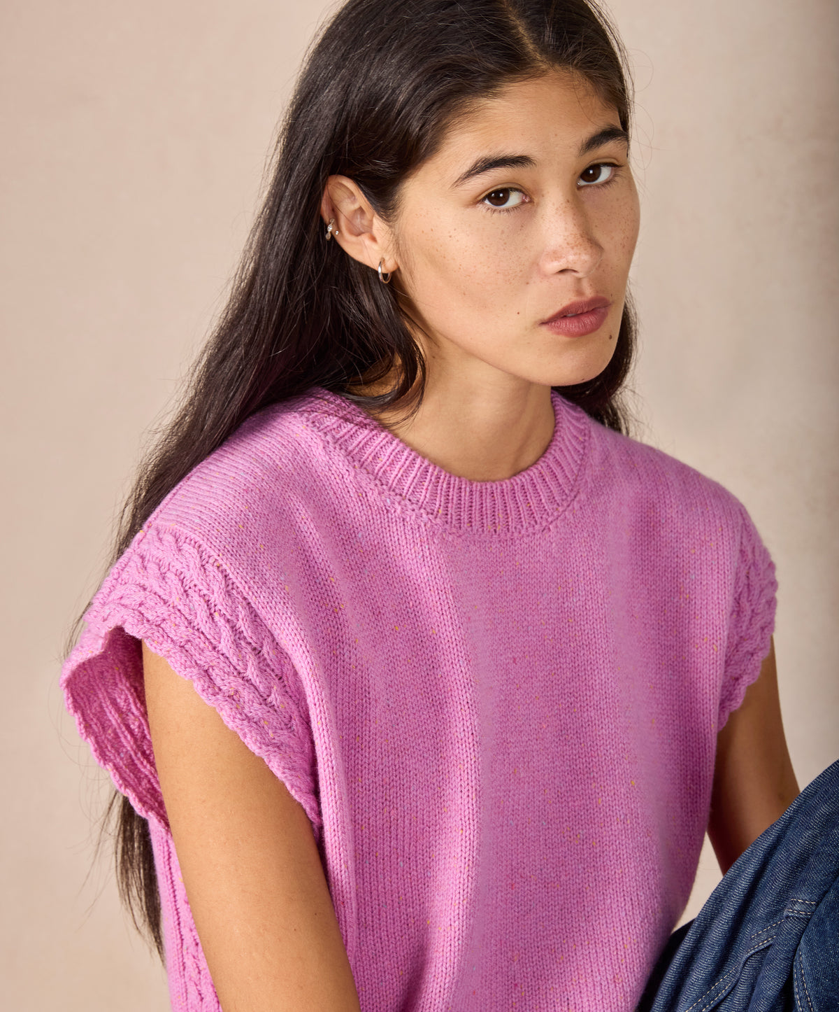 IrelandsEye Knitwear The 'Orla' Cable Vest Heather