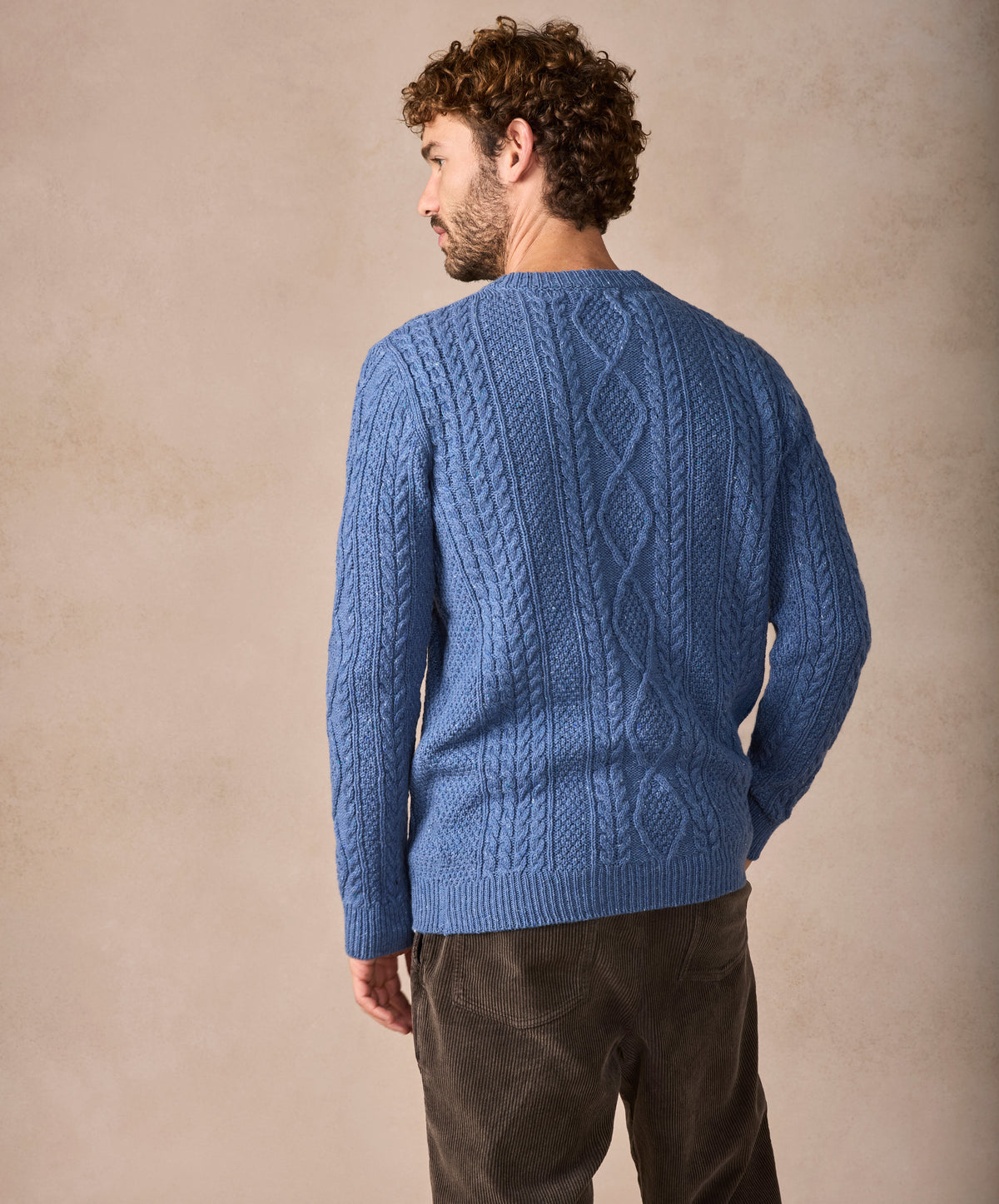 The Carraroe Cashmere Cable Crew Neck Jumper Blue Ocean