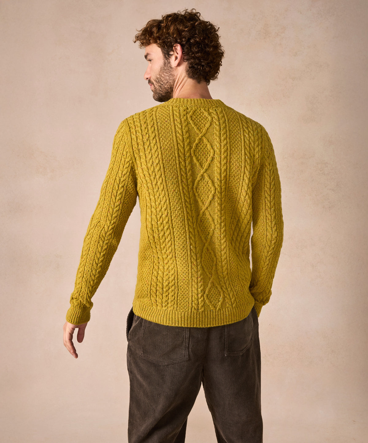 The Carraroe Cashmere Cable Crew Neck Jumper Lichen