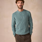 The Carraroe Cashmere Cable Crew Neck Jumper Ocean Mist