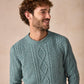 The Carraroe Cashmere Cable Crew Neck Jumper Ocean Mist