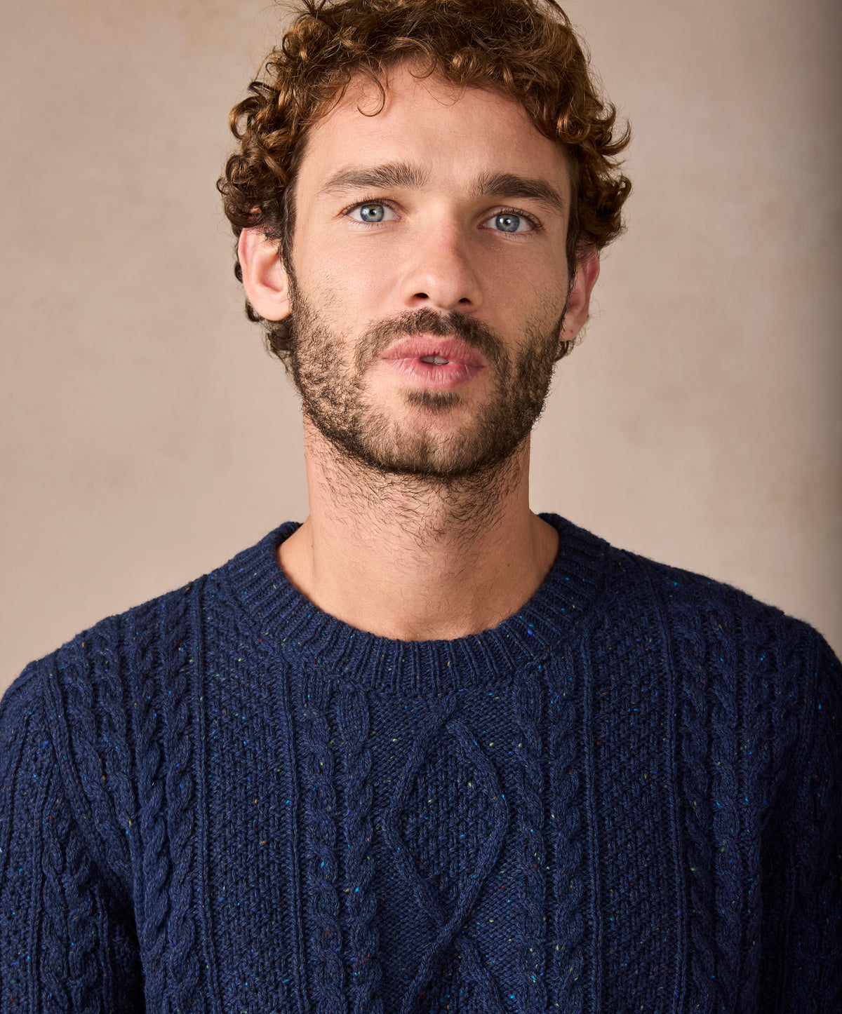The Carraroe Cashmere Cable Crew Neck Jumper Rich Navy