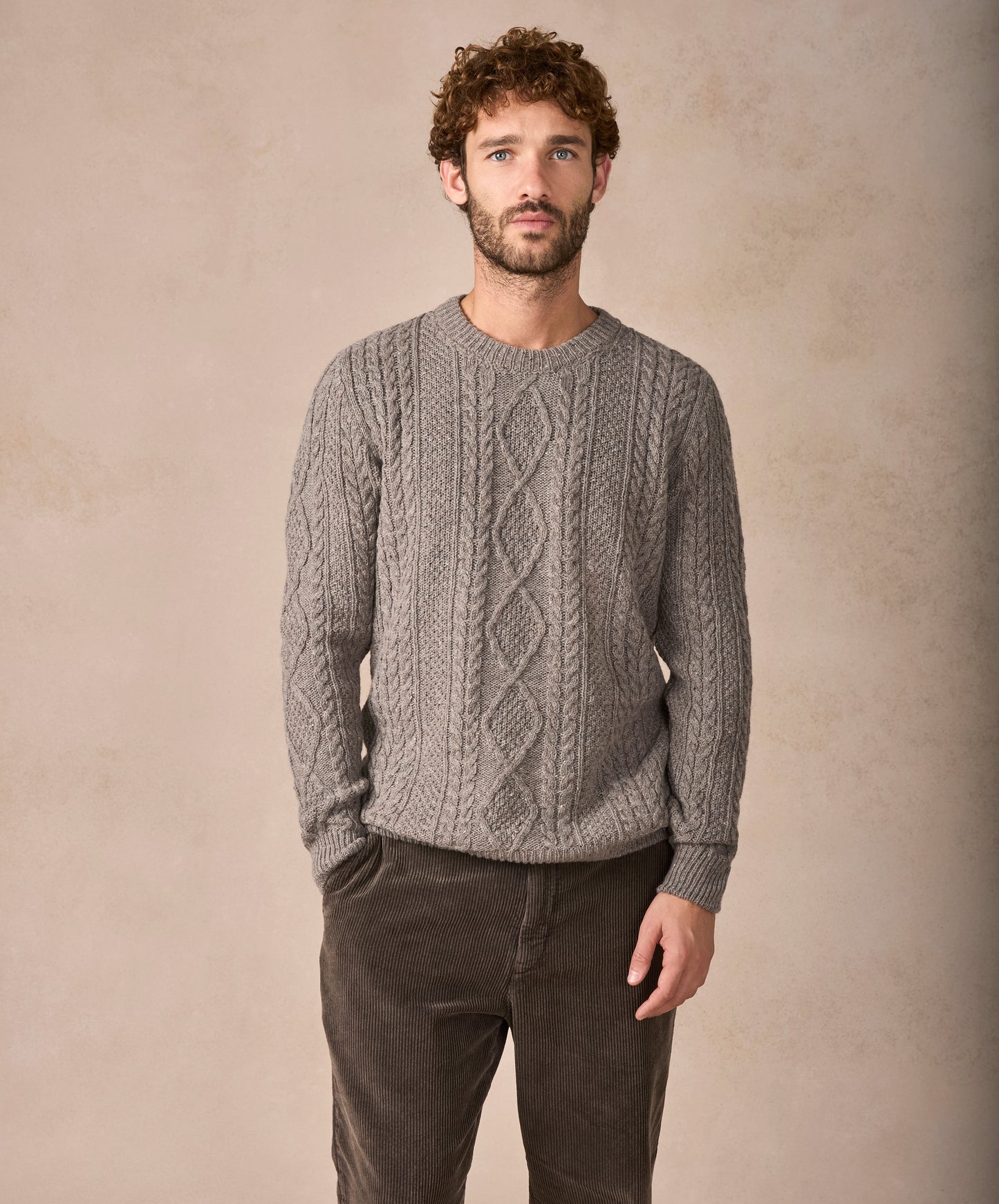 The Carraroe Cashmere Cable Crew Neck Jumper Rocky Ground
