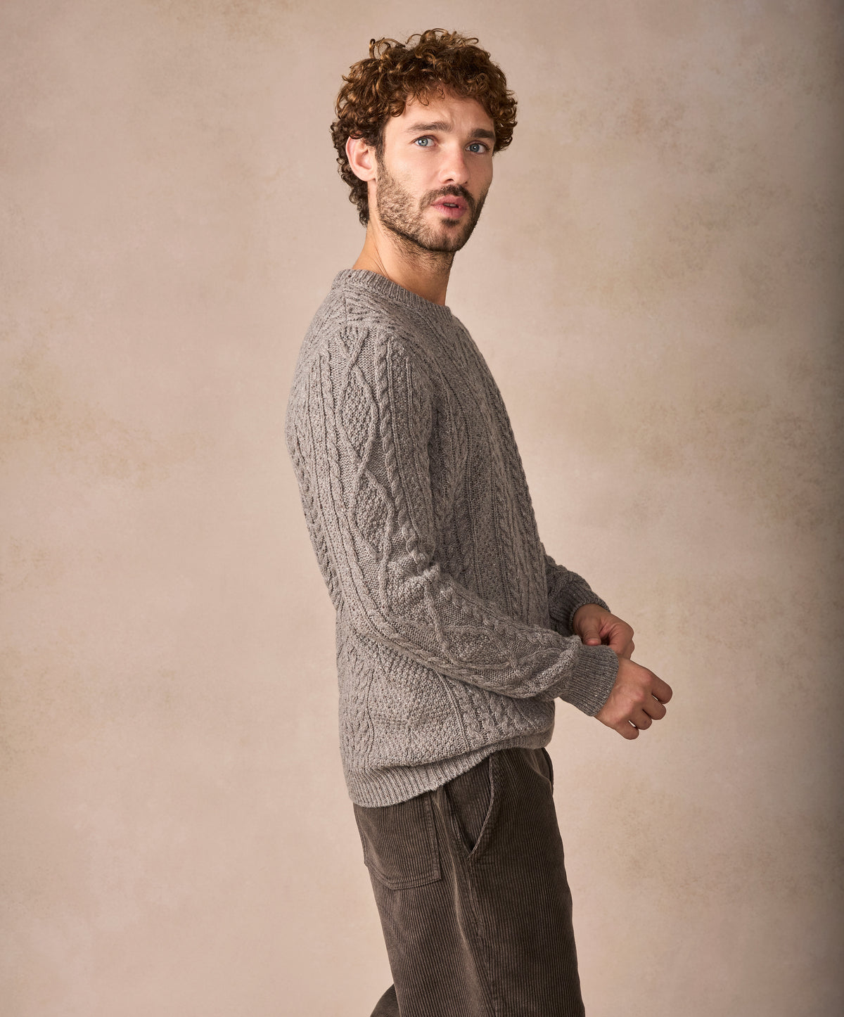 The Carraroe Cashmere Cable Crew Neck Jumper Rocky Ground