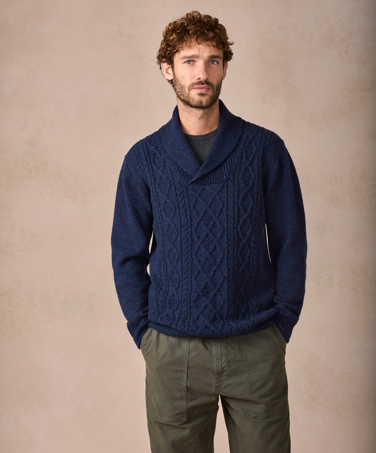 The Salthill Cashmere Shawl Neck Sweater Rich Navy